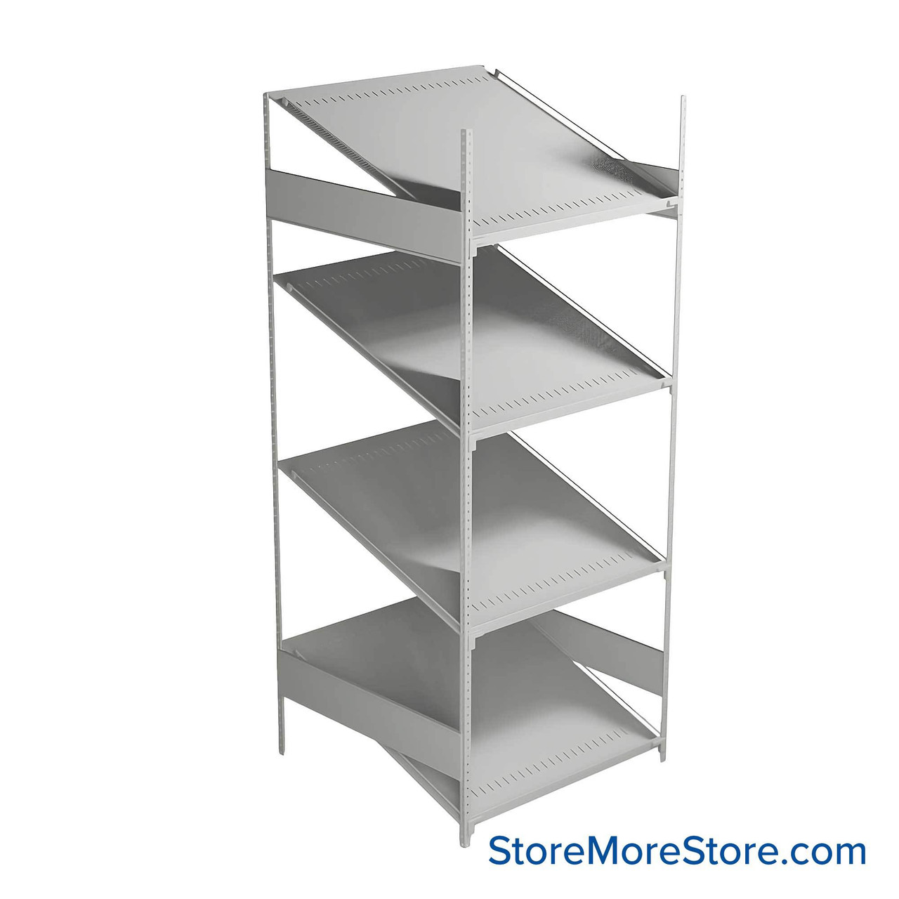 FIFO Shelving, 36" W x 36" D x 75" H, 6 Shelves, 4 (Adjustable) Shelves, Sloped Top/Bottom Shelves, No Kit