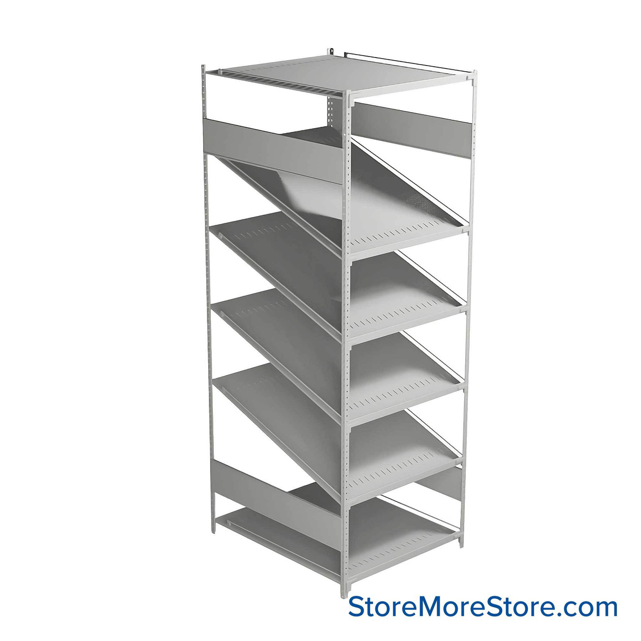 FIFO Shelving, 36" W x 30" D x 87" H, 6 Shelves, 6 (Adjustable) Shelves, Flat Top/Bottom Shelves, No Kit