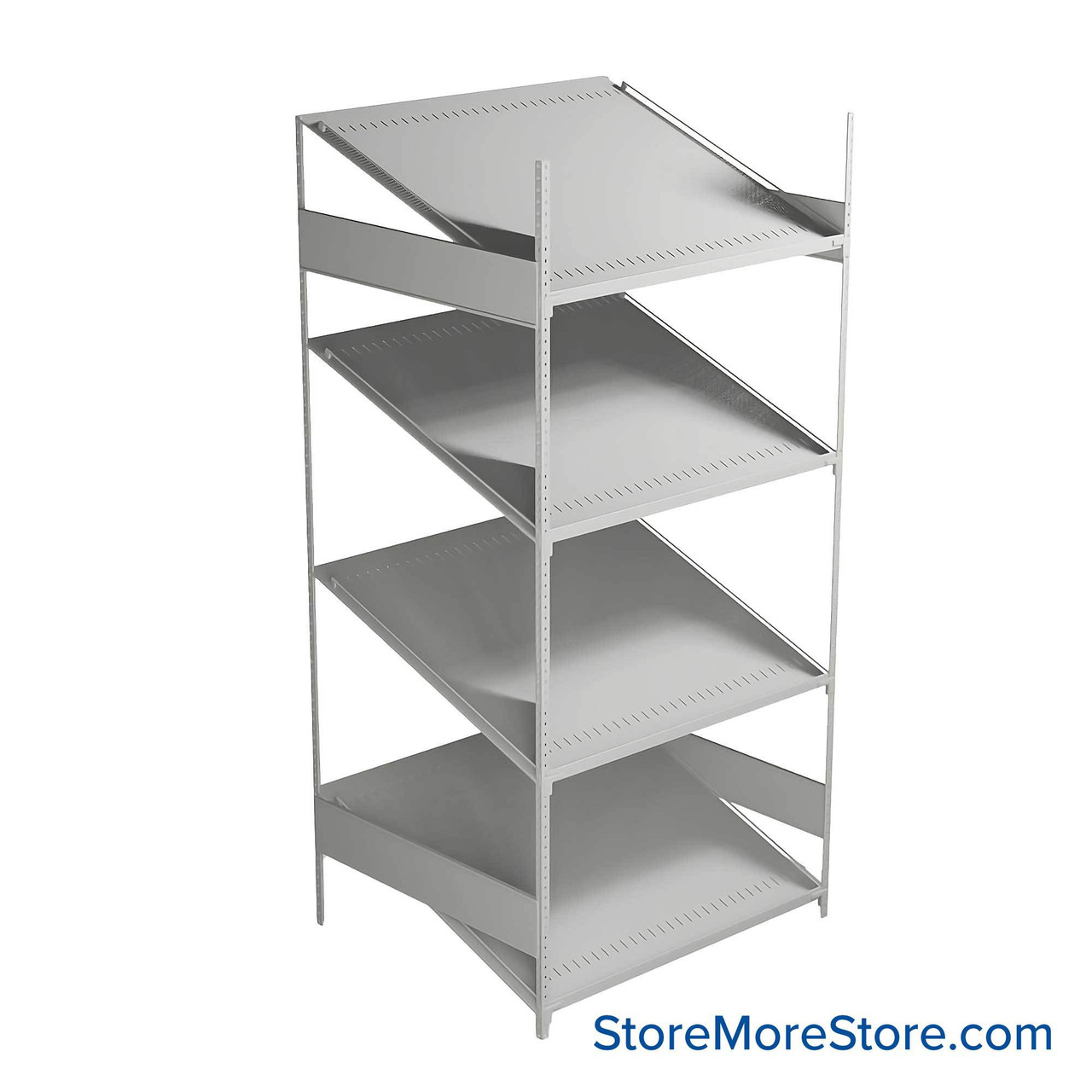 FIFO Shelving, 36" W x 42" D x 75" H, 6 Shelves, 4 (Adjustable) Shelves, Sloped Top/Bottom Shelves, Includes Kit