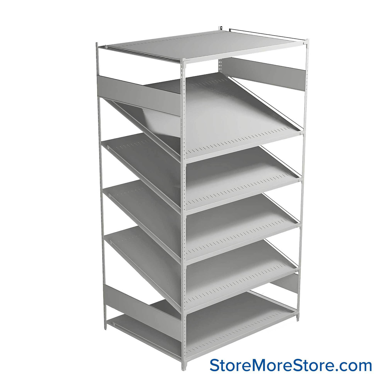 FIFO Shelving, 36" W x 48" D x 87" H, 6 Shelves, 6 (Adjustable) Shelves, Flat Top/Bottom Shelves, No Kit