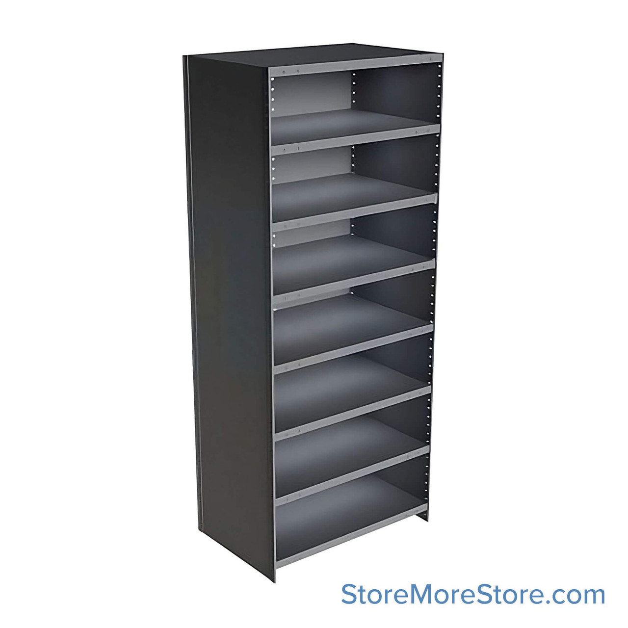 Industrial Shelving Units, 36" W x 24" D x 87" H, Adder, Closed Back & Sides, Heavy-Duty, 8 Adjustable Shelfs