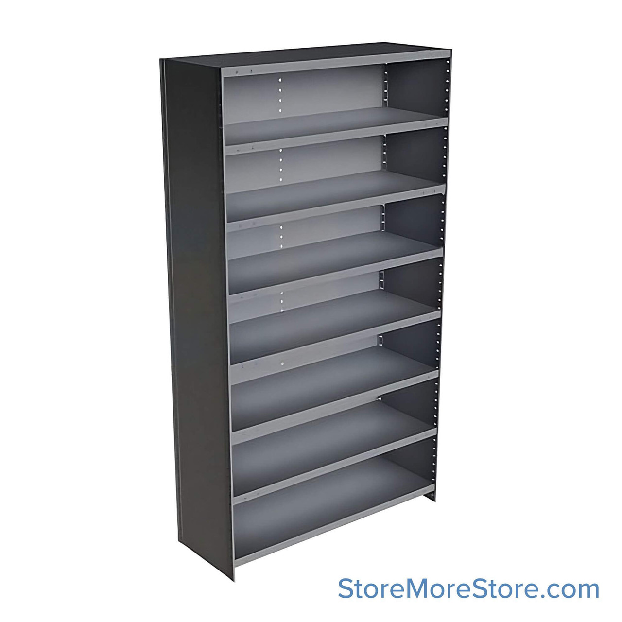 Industrial Shelving Units, 48" W x 18" D x 87" H, Starter, Closed Back & Sides, Medium-Duty, 8 Adjustable Shelfs
