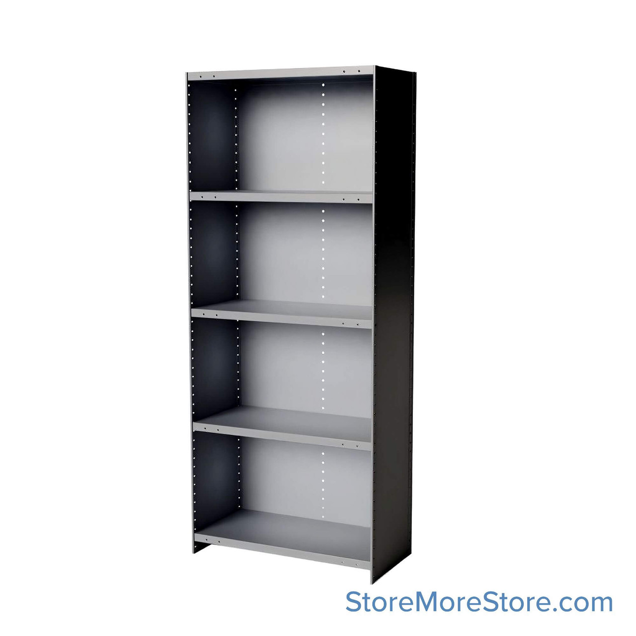 Industrial Shelving Units, 36" W x 18" D x 87" H, Starter, Closed Back & Sides, Medium-Duty, 5 Adjustable Shelfs