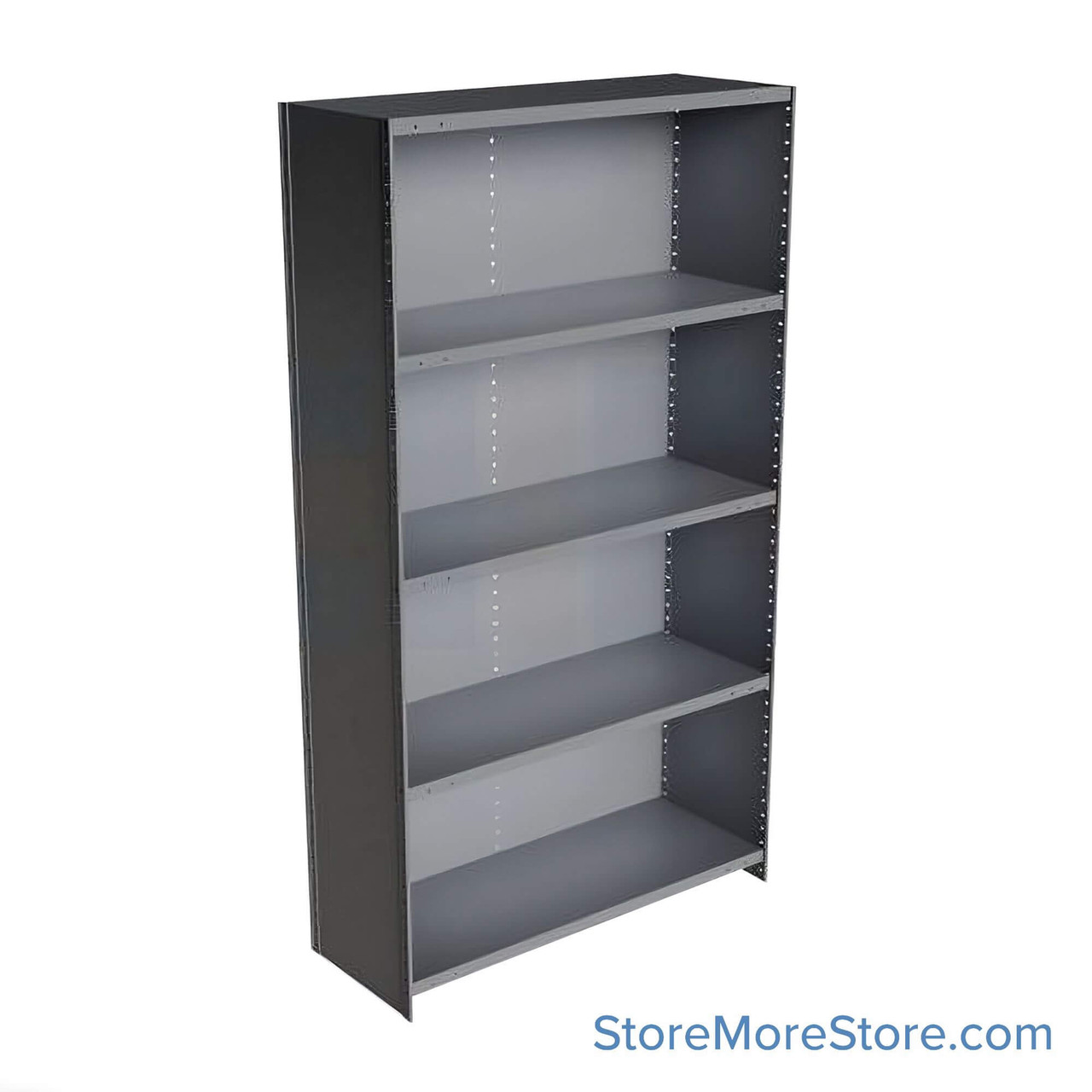 Industrial Shelving Units, 48" W x 18" D x 87" H, Starter, Closed Back & Sides, Heavy-Duty, 5 Adjustable Shelfs