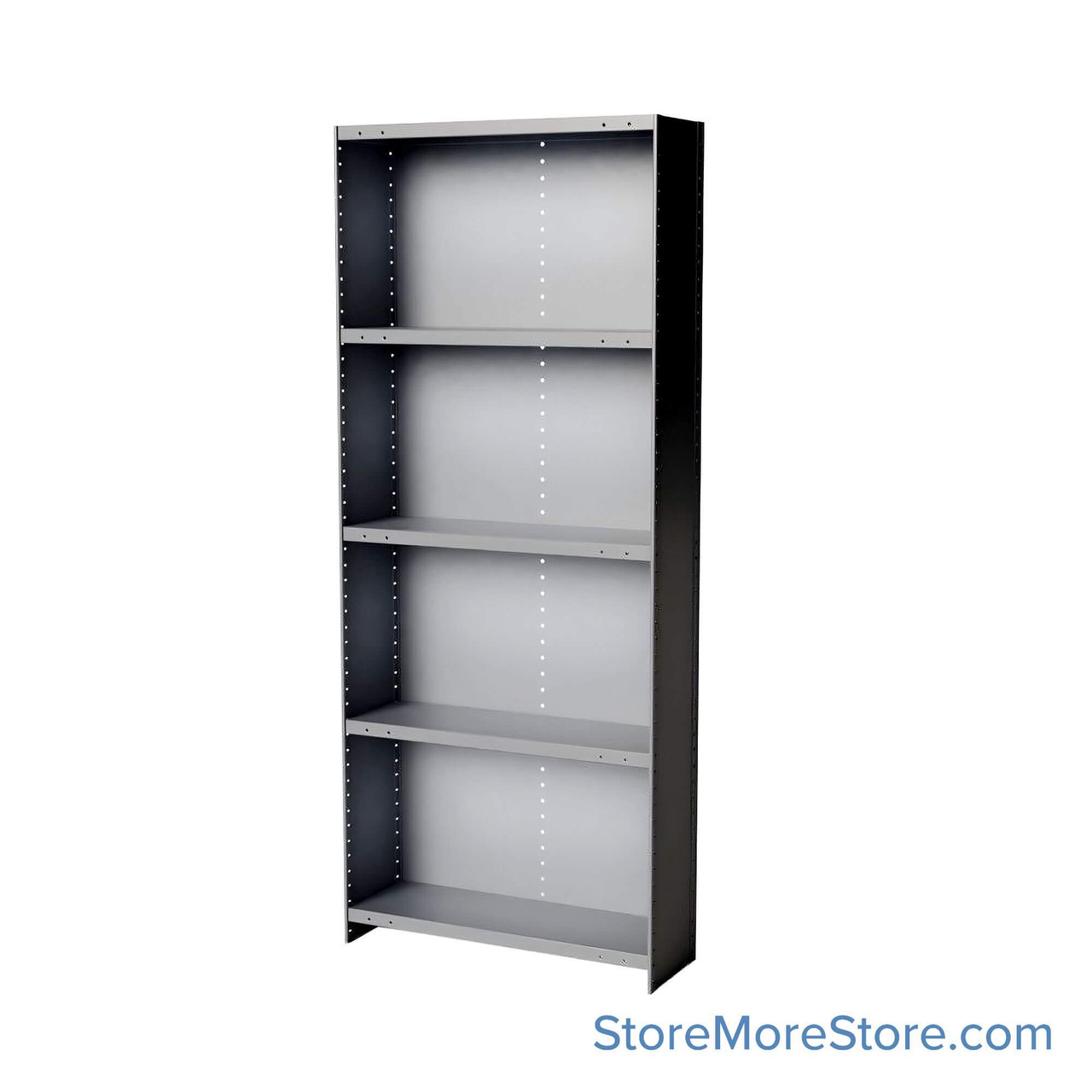 Industrial Shelving Units, 48" W x 12" D x 87" H, Adder, Closed Back & Sides, Medium-Duty, 5 Adjustable Shelfs
