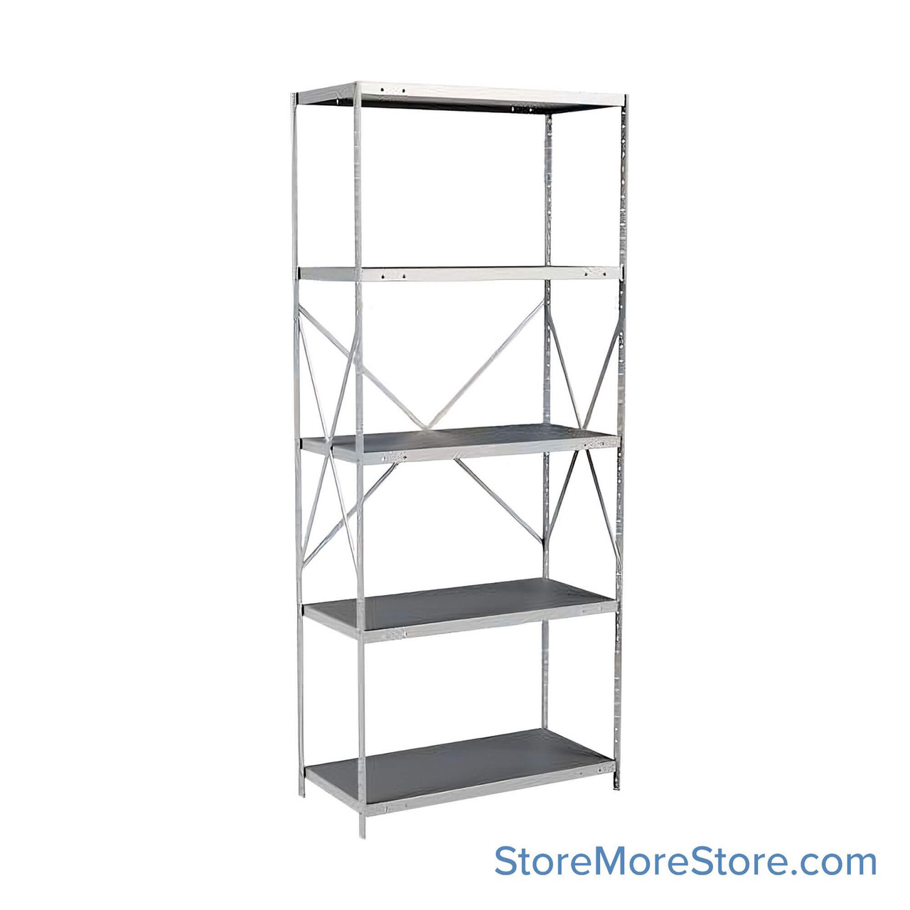 Industrial Shelving Units, 36" W x 18" D x 87" H, Starter, Open Back & Sides, Heavy-Duty, 5 Adjustable Shelfs