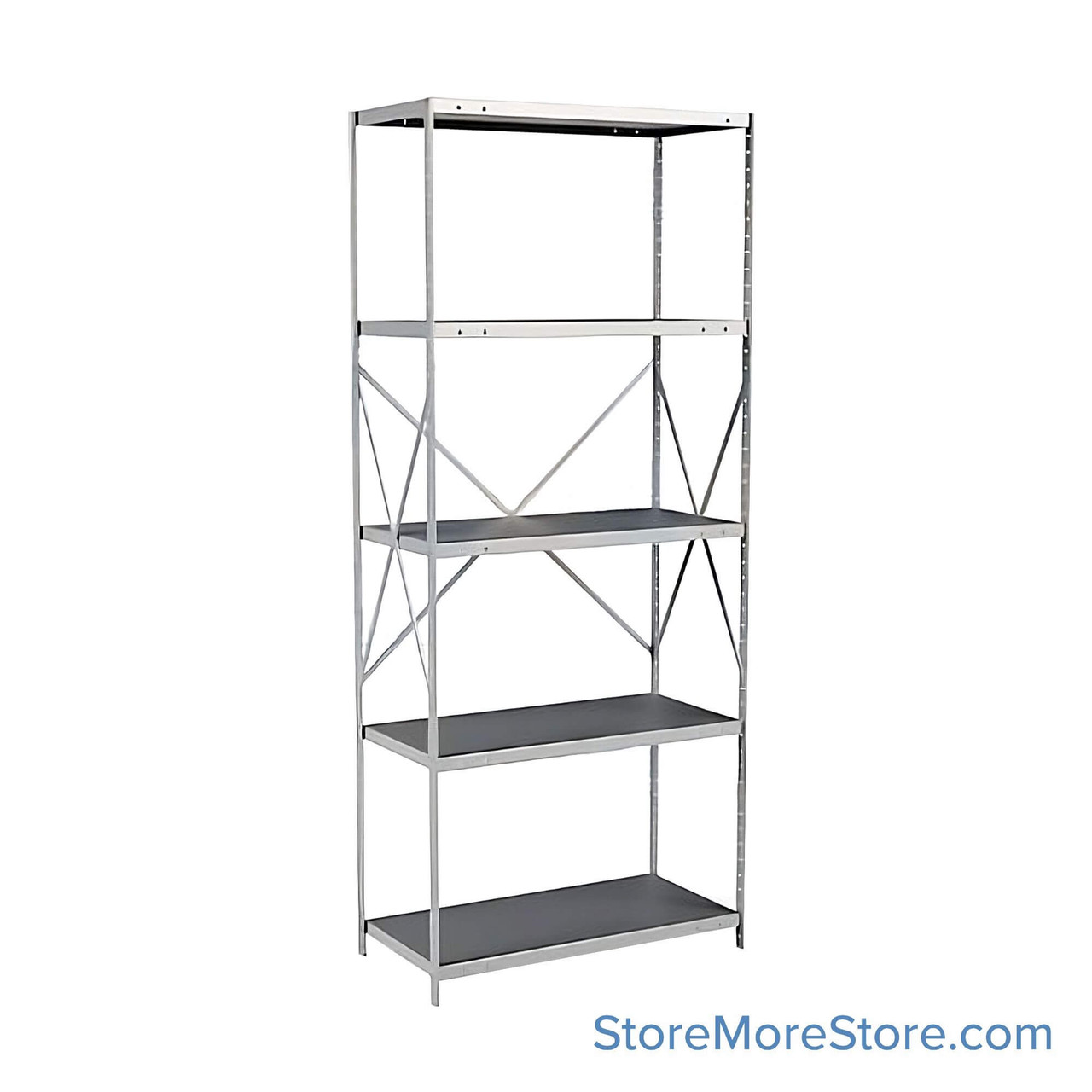 Industrial Shelving Units, 36" W x 18" D x 87" H, Adder, Open Back & Sides, Extra Heavy-Duty, 5 Adjustable Shelfs