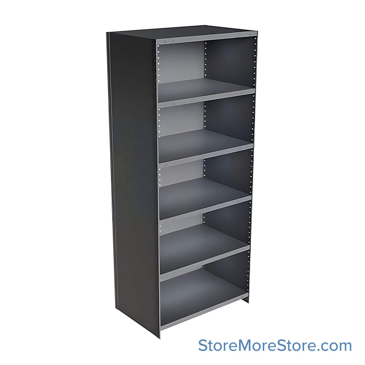 Industrial Shelving Units, 36" W x 24" D x 87" H, Starter, Closed Back & Sides, Medium-Duty, 6 Adjustable Shelfs