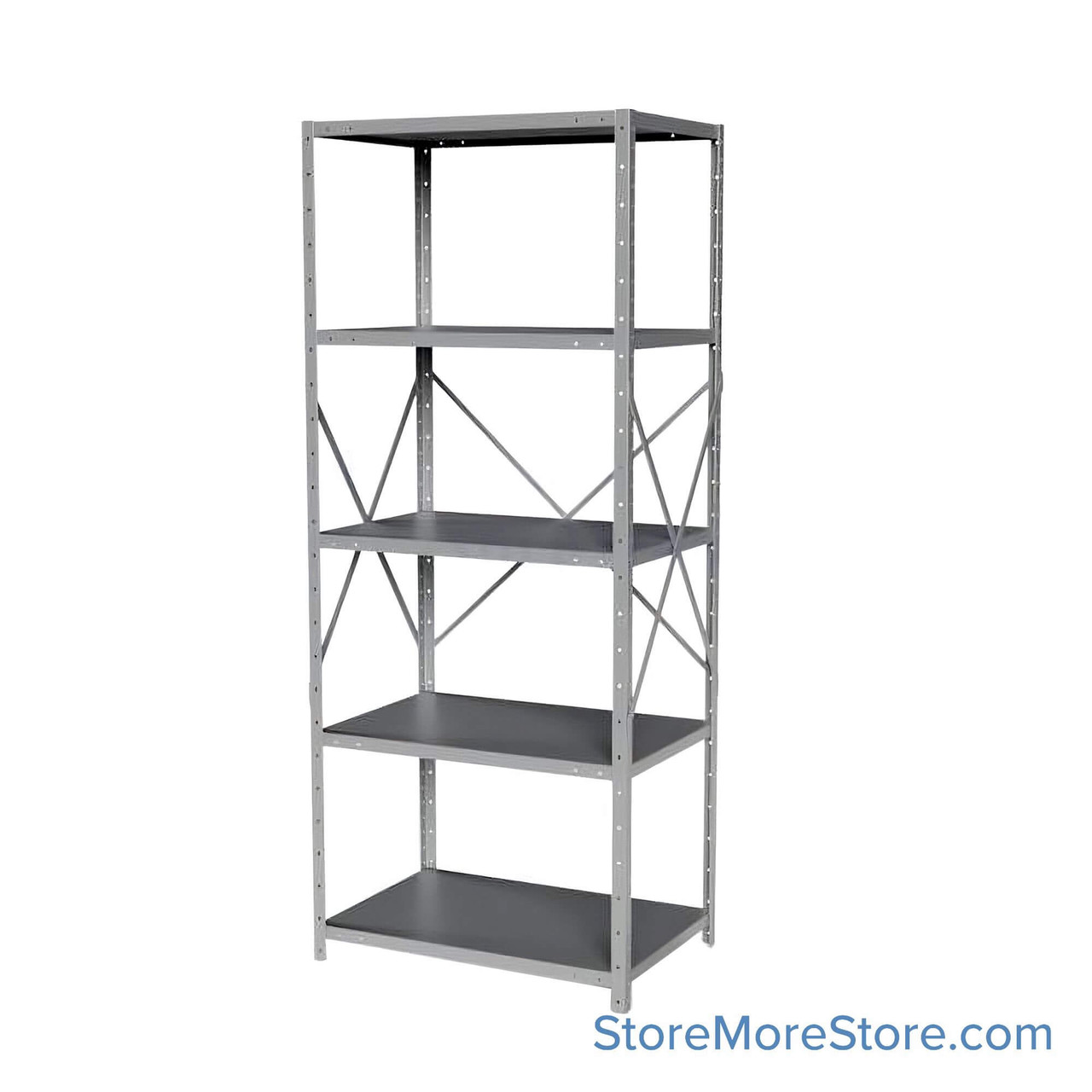 Industrial Shelving Units, 36" W x 24" D x 87" H, Starter, Open Back & Sides, Medium-Duty, 5 Adjustable Shelfs