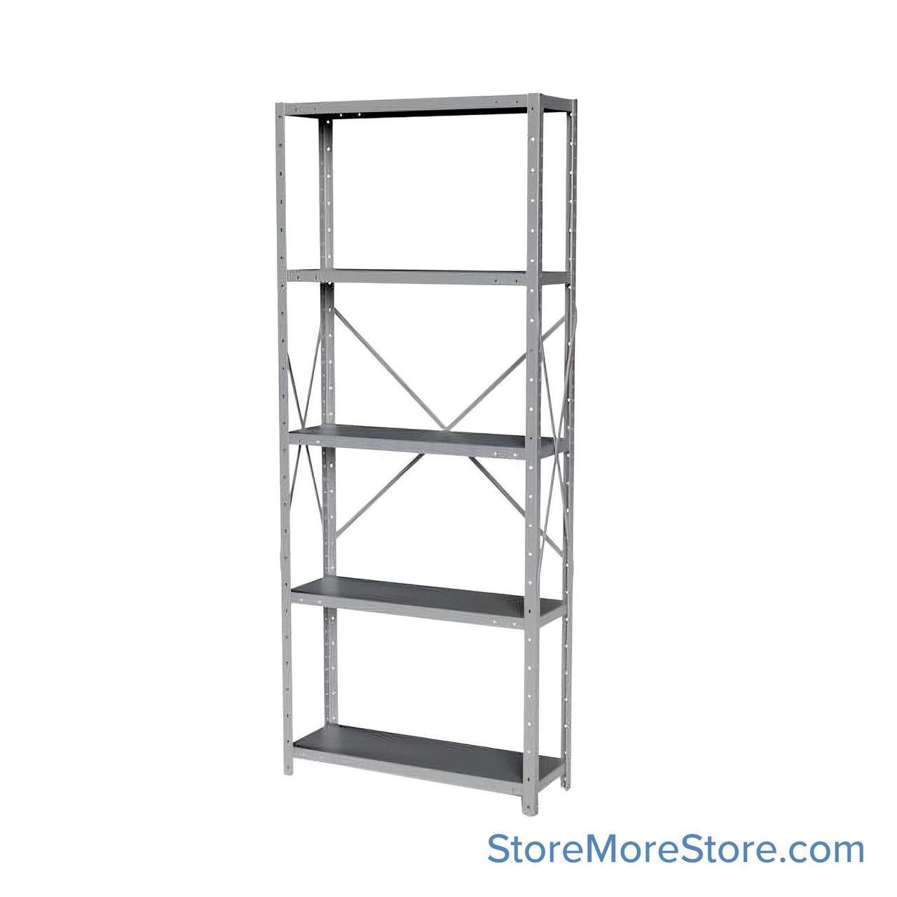 Industrial Shelving Units, 48" W x 12" D x 87" H, Adder, Open Back & Sides, Medium-Duty, 5 Adjustable Shelfs