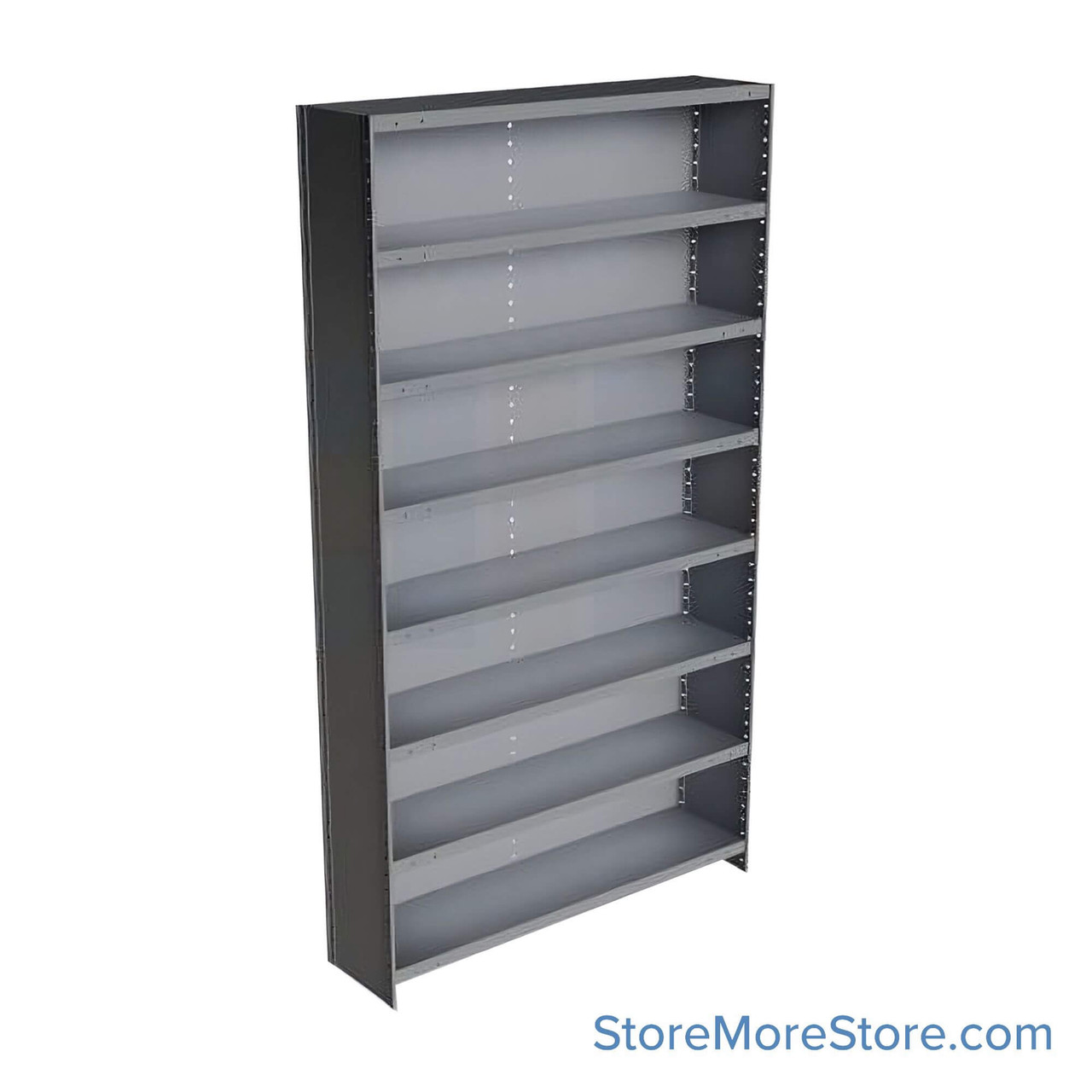 Industrial Shelving Units, 36" W x 12" D x 87" H, Starter, Closed Back & Sides, Heavy-Duty, 8 Adjustable Shelfs