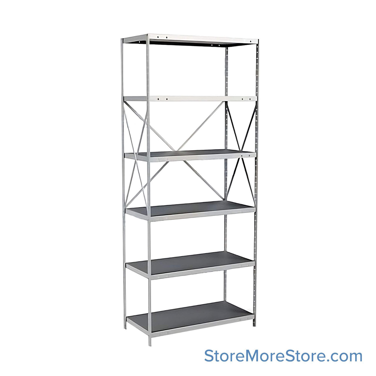 Industrial Shelving Units, 36" W x 18" D x 87" H, Adder, Open Back & Sides, Extra Heavy-Duty, 6 Adjustable Shelfs