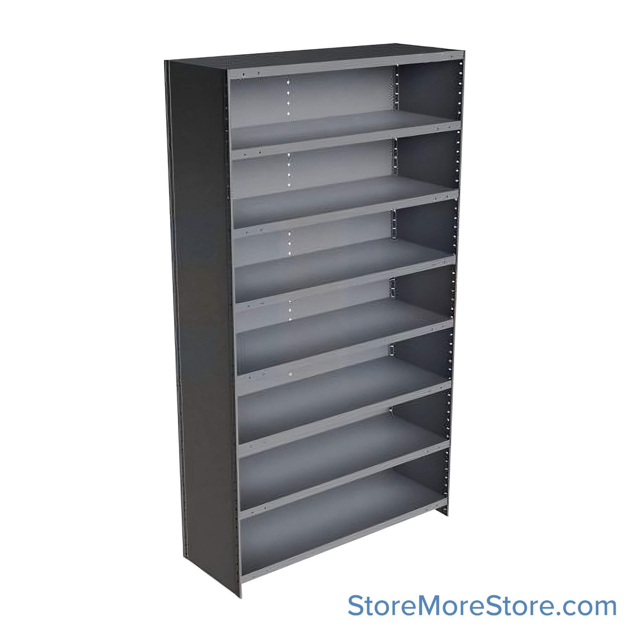 Industrial Shelving Units, 48" W x 18" D x 87" H, Starter, Closed Back & Sides, Heavy-Duty, 8 Adjustable Shelfs