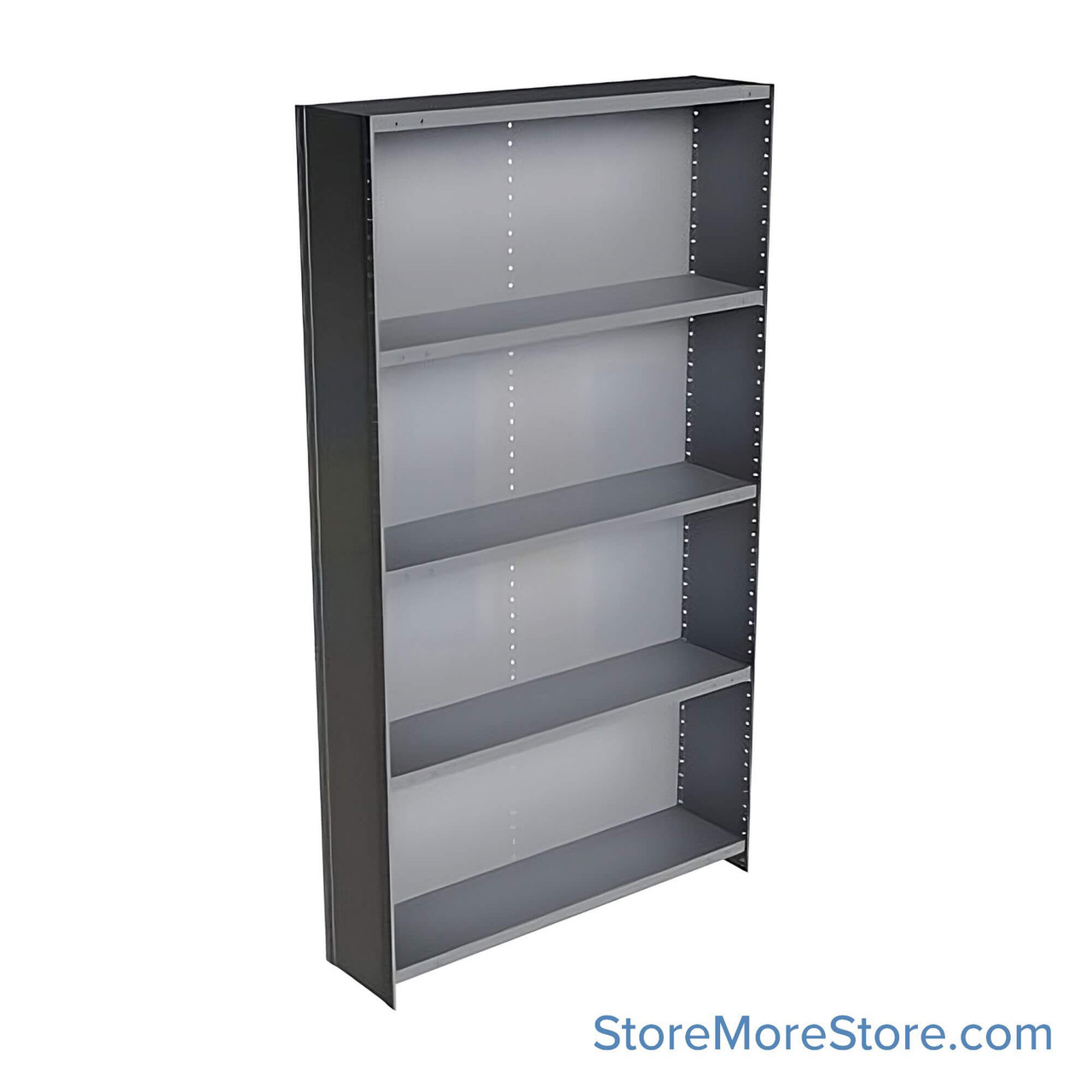 Industrial Shelving Units, 36" W x 12" D x 87" H, Starter, Closed Back & Sides, Extra Heavy-Duty, 5 Adjustable Shelfs