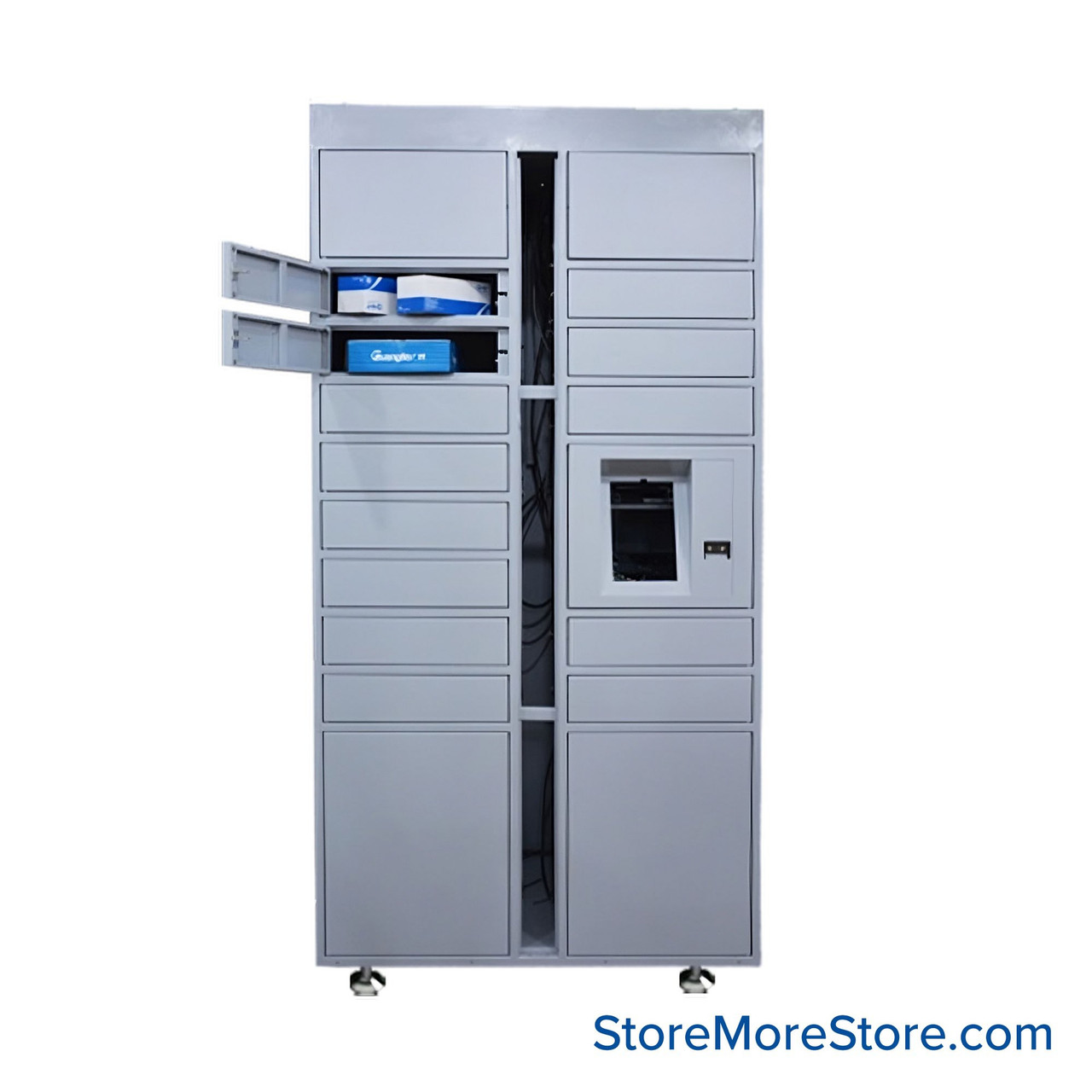 Smart Storage Lockers, 39.38'' W x 25'' D x 80.38'' H, Indoor, 17 Compartments