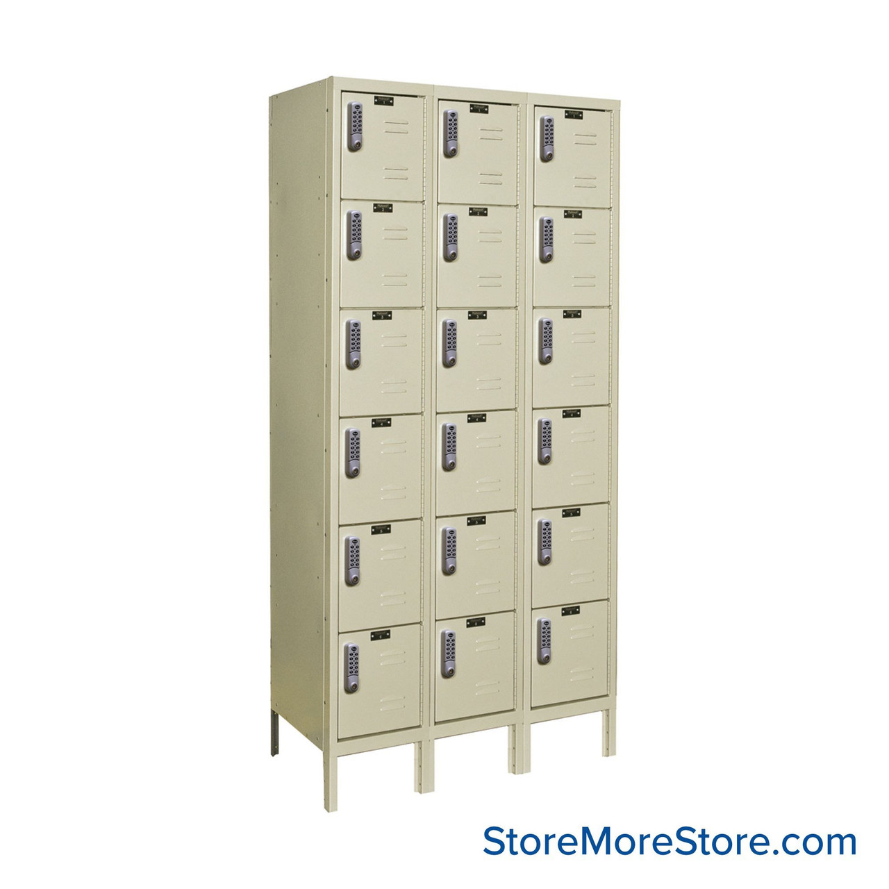 Digital Locker, 36'' W x 18'' D x 78'' H, 3 Columns, 6 Tiers, Unassembled