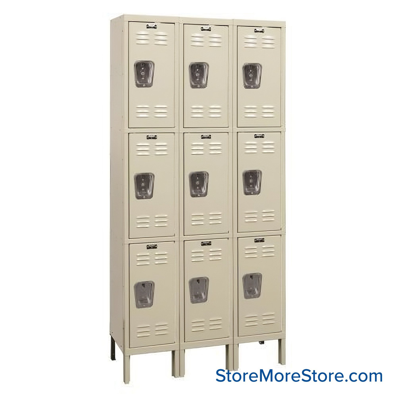 Personal Locker, 36" W x 18" D x 78" H, 3 Columns, 12" Column Width, 3 Tiers, Padlock Hasp, Unassembled