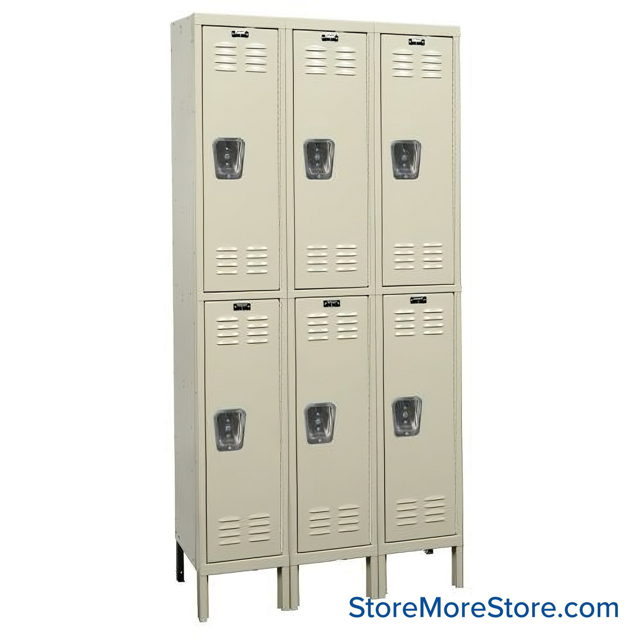Personal Locker, 45" W x 18" D x 78" H, 3 Columns, 15" Column Width, 2 Tiers, Combination Lock, Unassembled