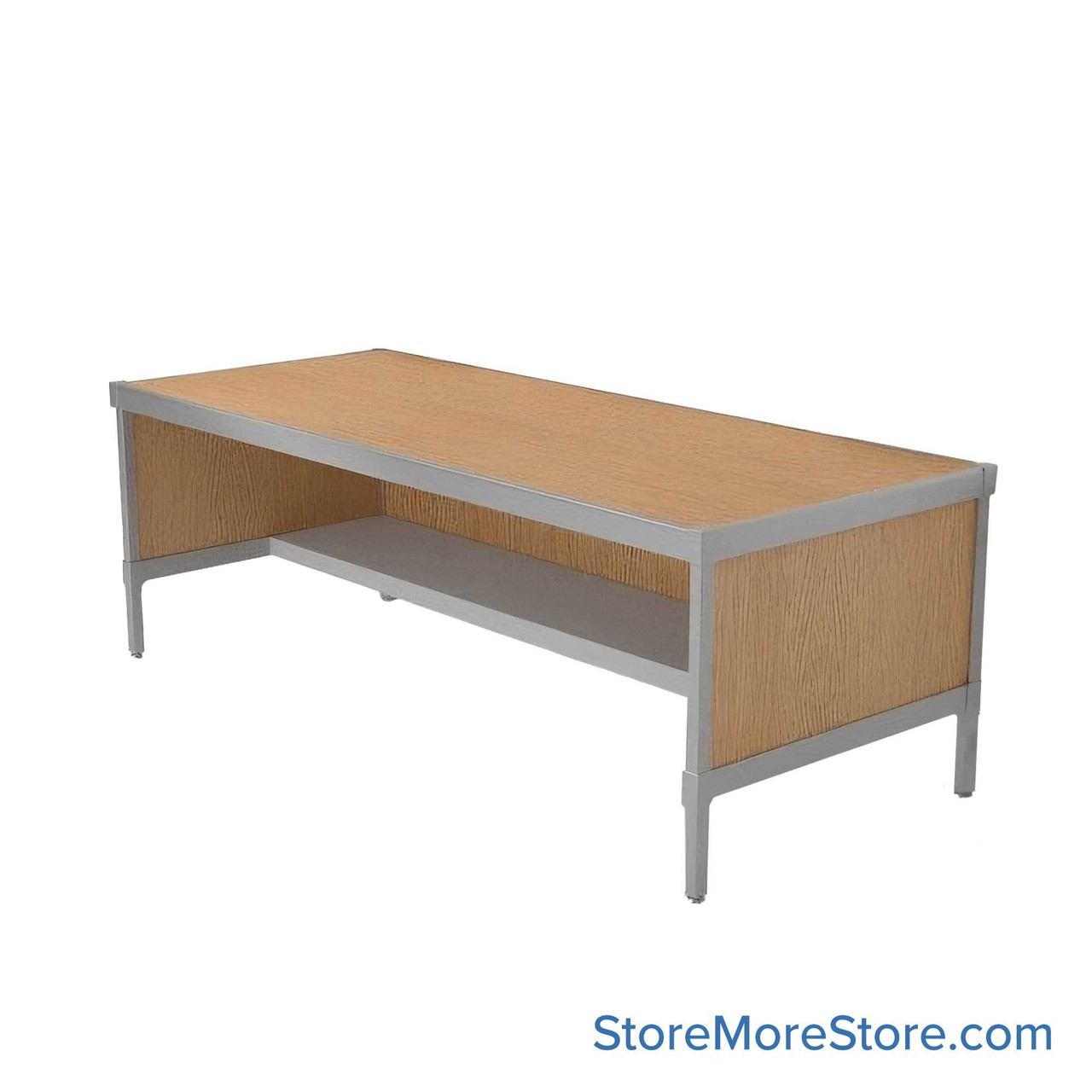 Mail Desk, 25" W x 72" D x 36" H, Half Shelf Desk, 27.875" Modesty Panel Height