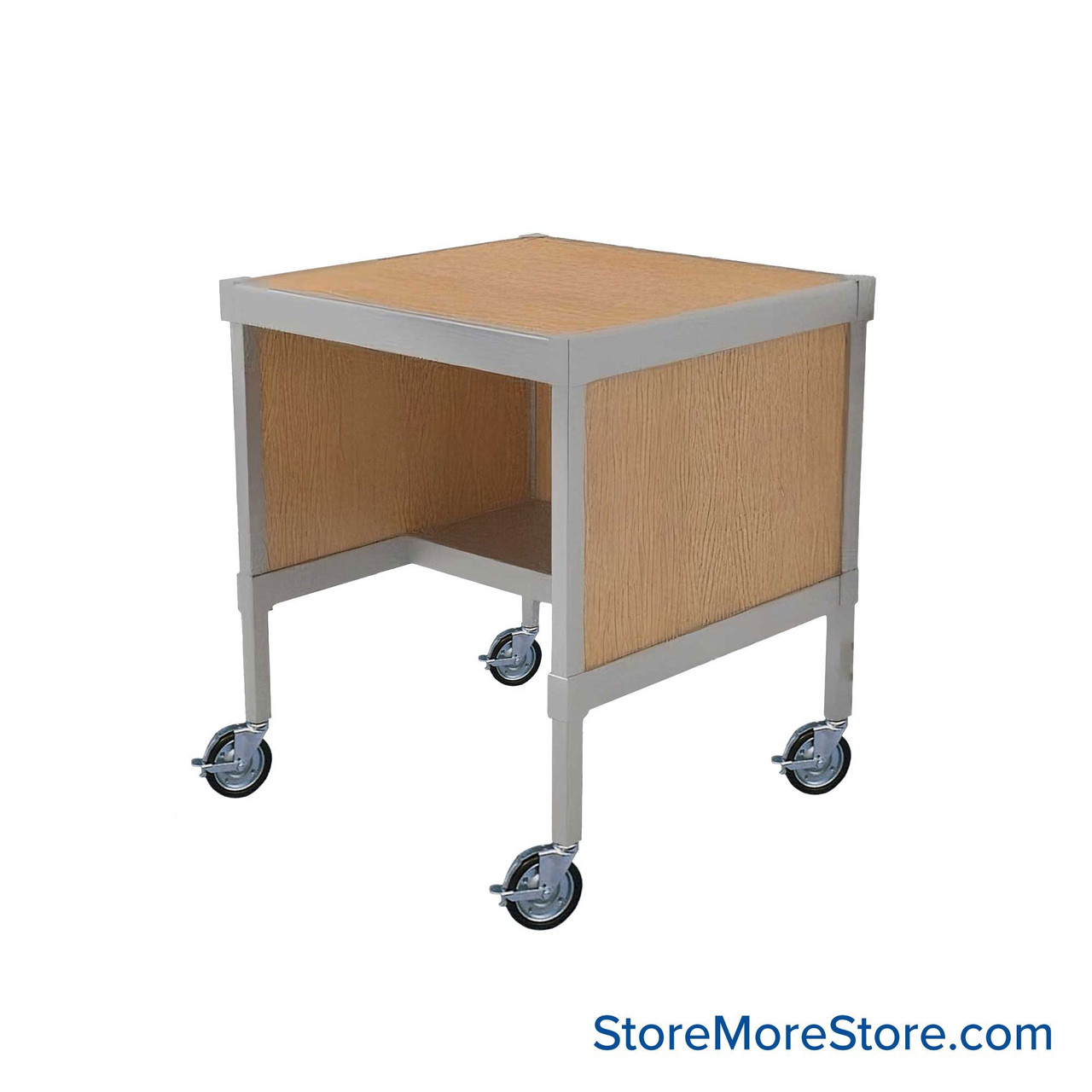 Mail Desk, 36" W x 25" D x 36" H, Half Shelf Desk, Includes Casters, 21.875" Modesty Panel Height