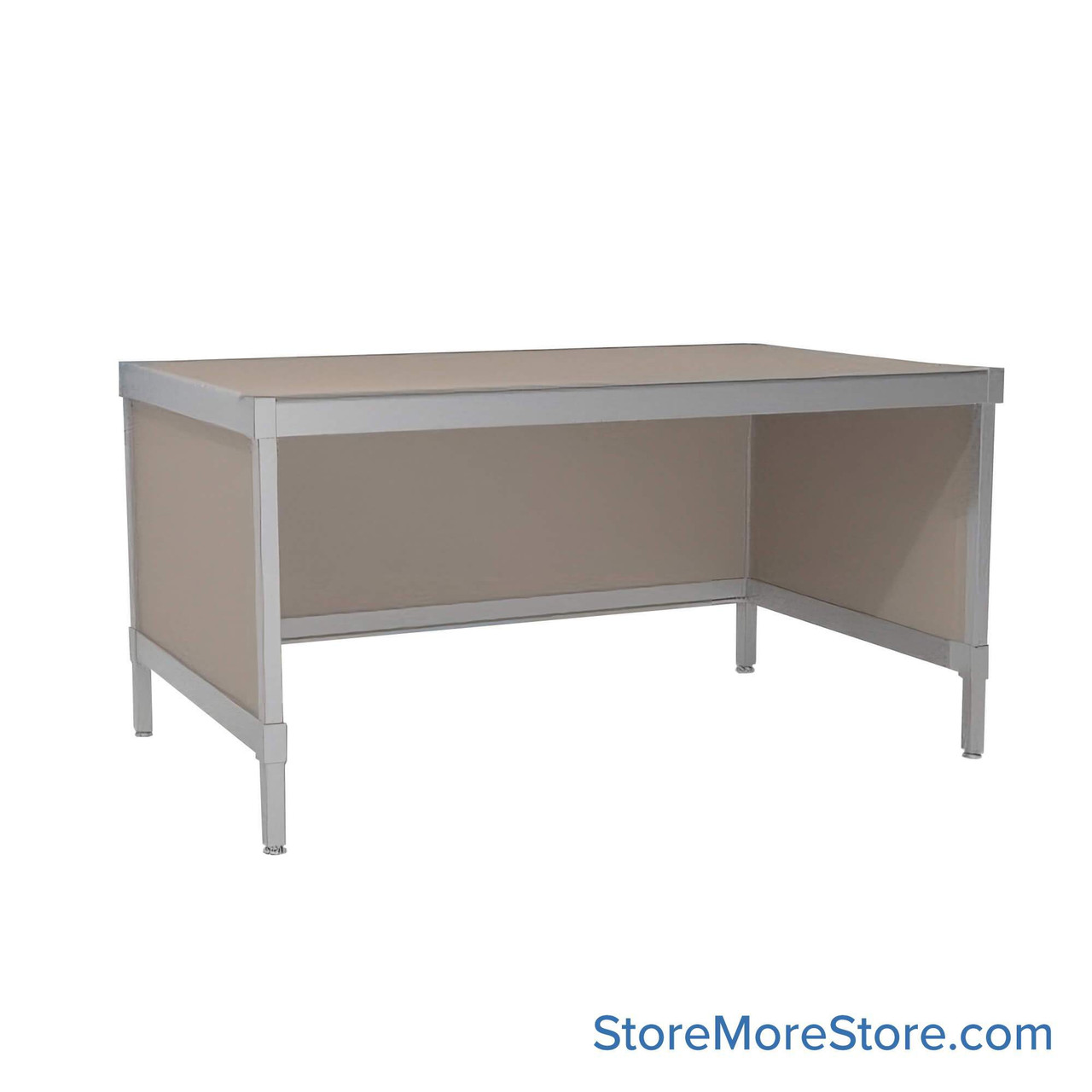 Mail Desk, 30" W x 60" D x 30" H, Open Bottom Desk, 21.875" Modesty Panel Height
