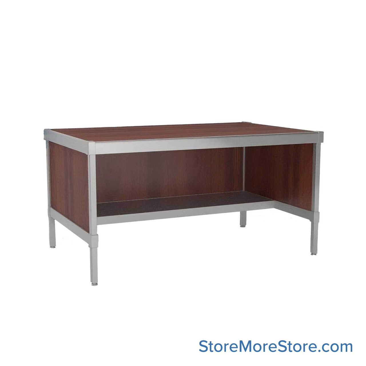 Mail Desk, 36" W x 56" D x 30" H, Half Shelf Desk, 15.875" Modesty Panel Height
