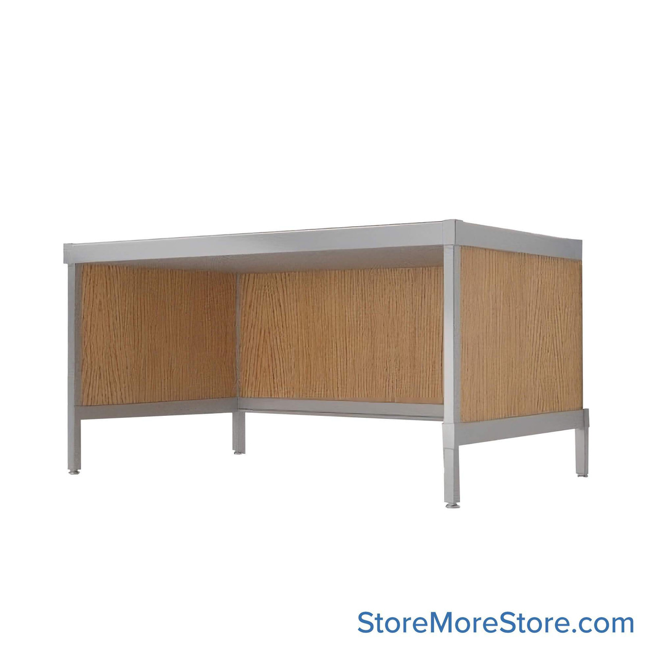 Mail Desk, 36" W x 60" D x 30" H, Open Bottom Desk, 15.875" Modesty Panel Height