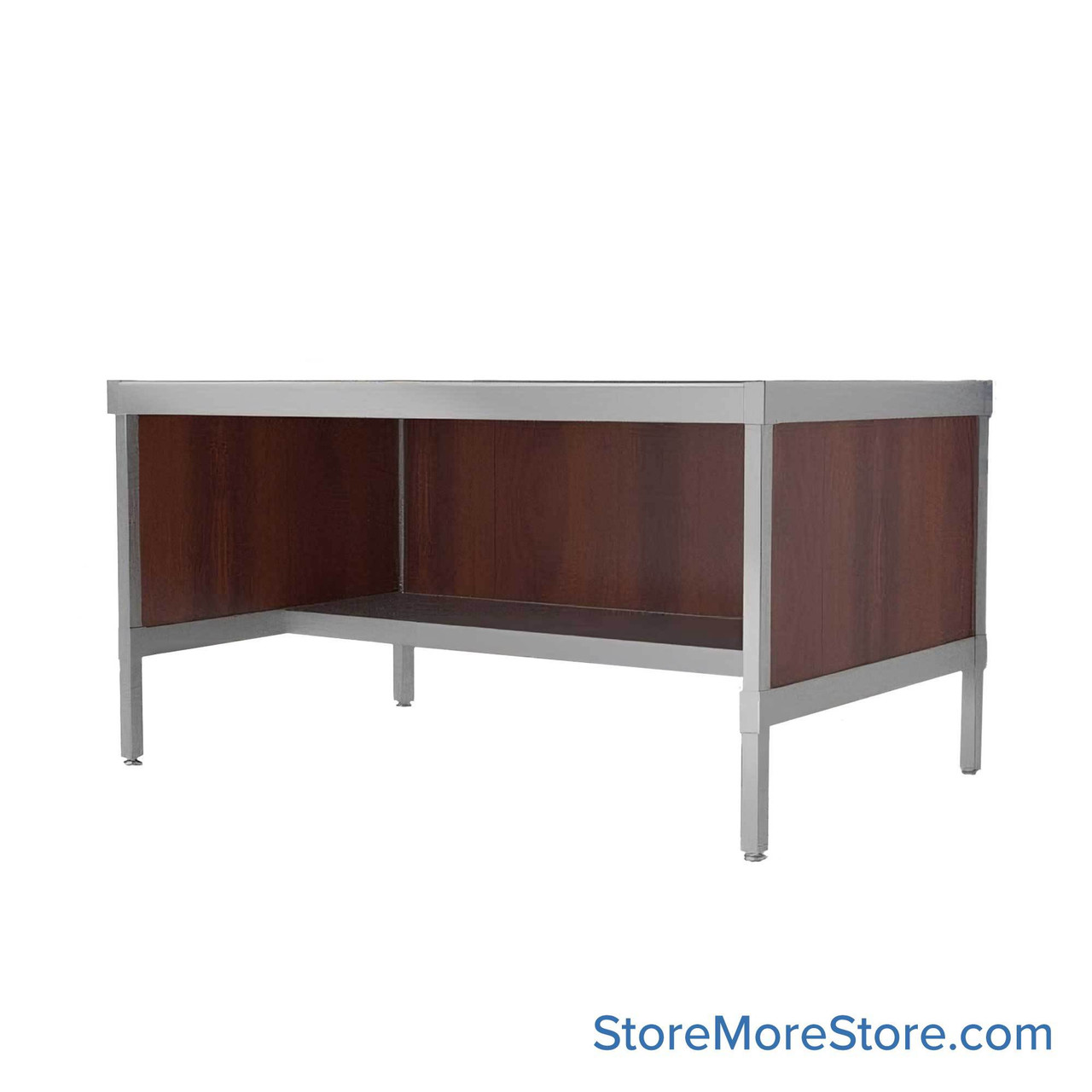 Mail Desk, 25" W x 42" D x 42" H, Half Shelf Desk, 33.563" Modesty Panel Height