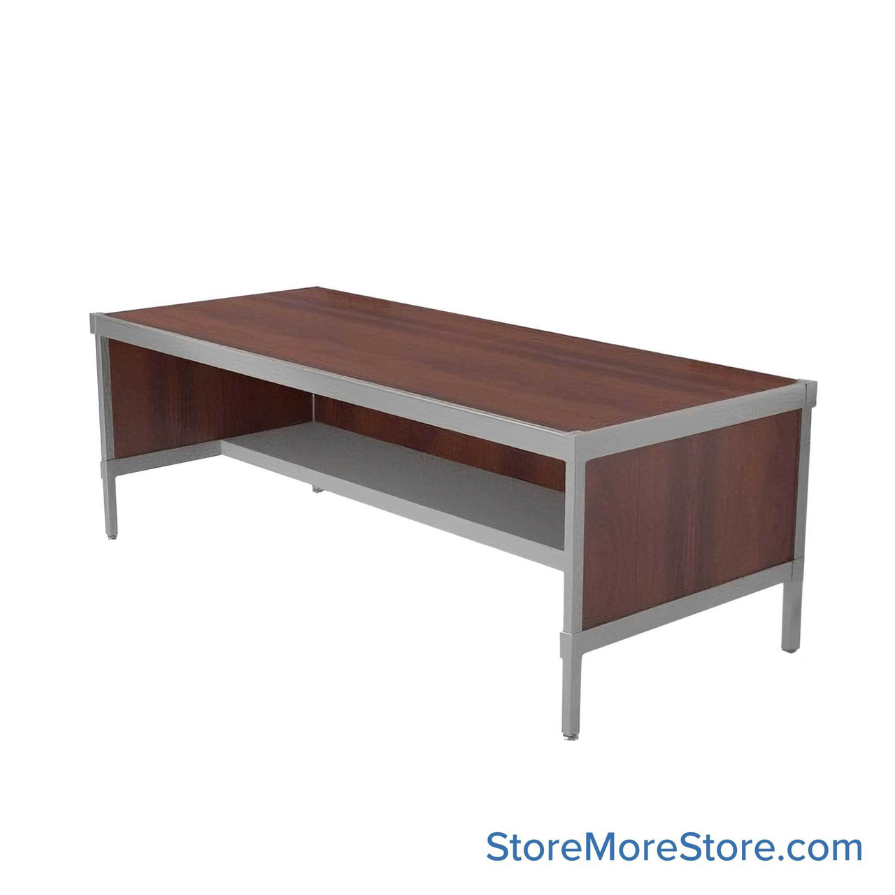 Mail Desk, 25" W x 84" D x 42" H, Half Shelf Desk, 33.563" Modesty Panel Height