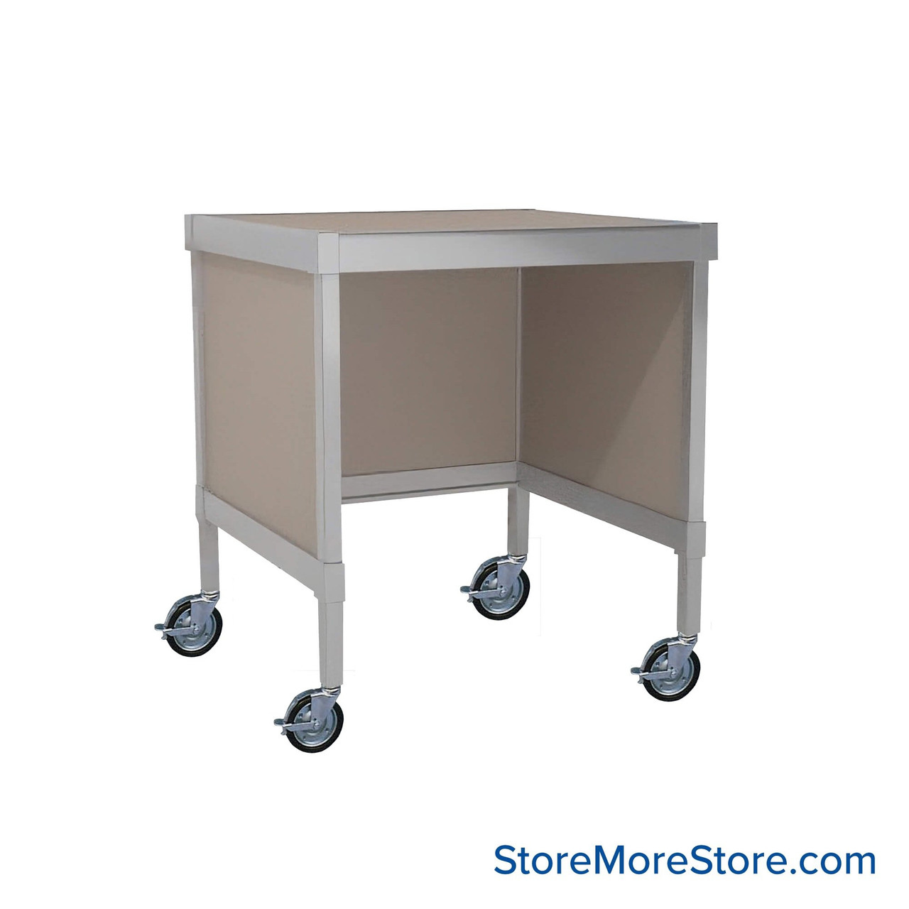 Mail Desk, 30" W x 30" D x 30" H, Open Bottom Desk, Includes Casters, 15.875" Modesty Panel Height