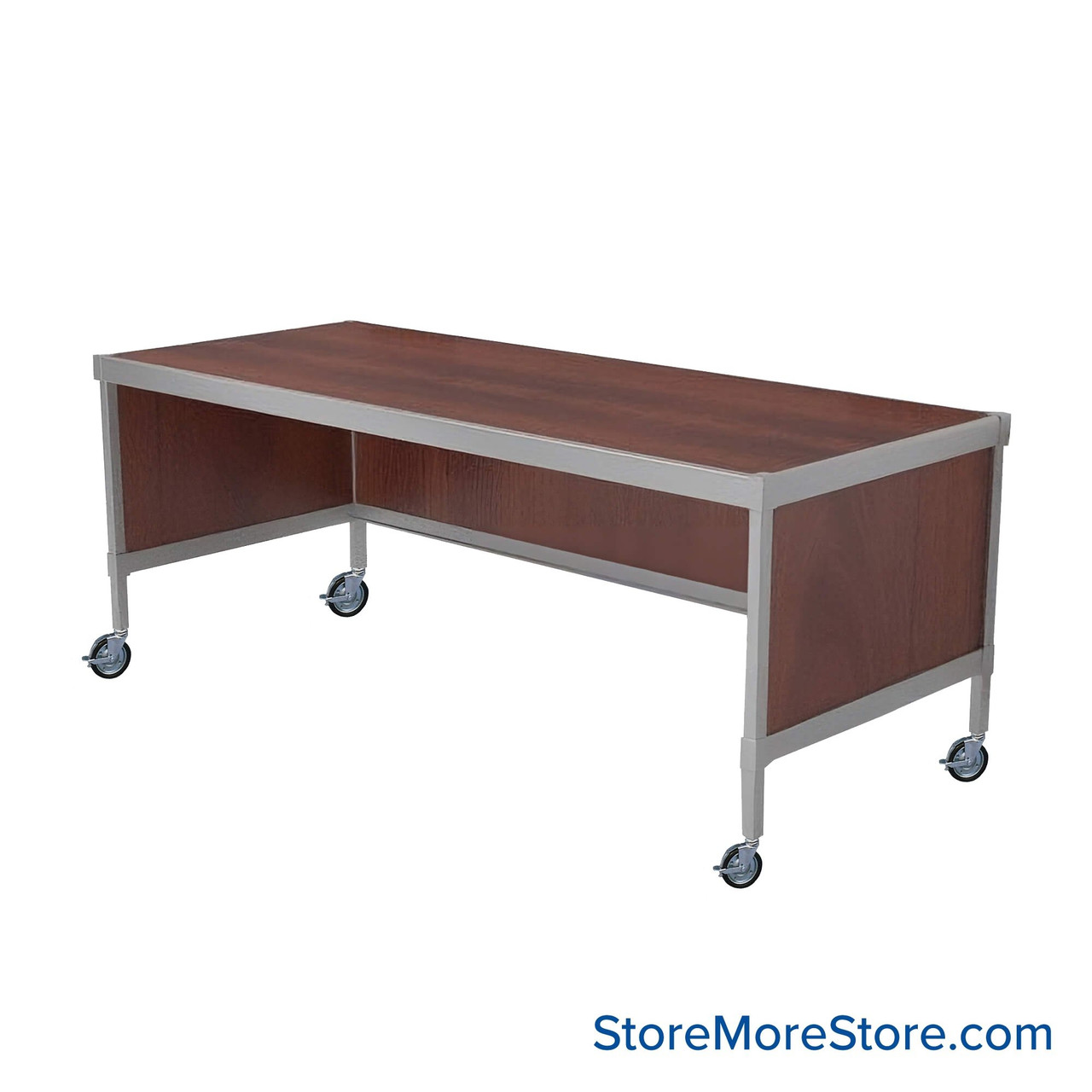 Mail Desk, 36" W x 70" D x 30" H, Open Bottom Desk, Includes Casters, 15.875" Modesty Panel Height