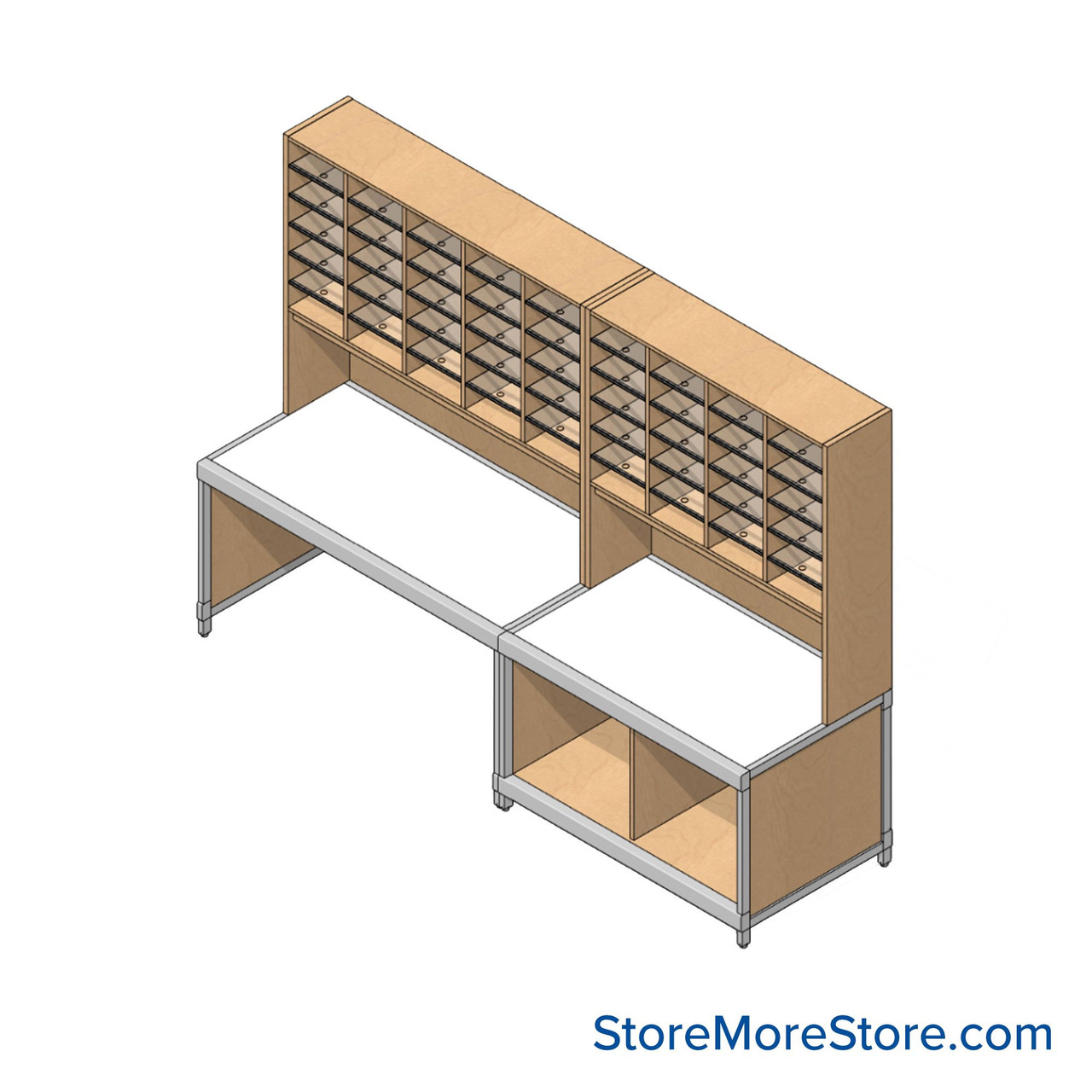 Mailroom Furniture, 108" W x 30" D x 78" H, 9" Wide - Option 1 Mailroom Layout