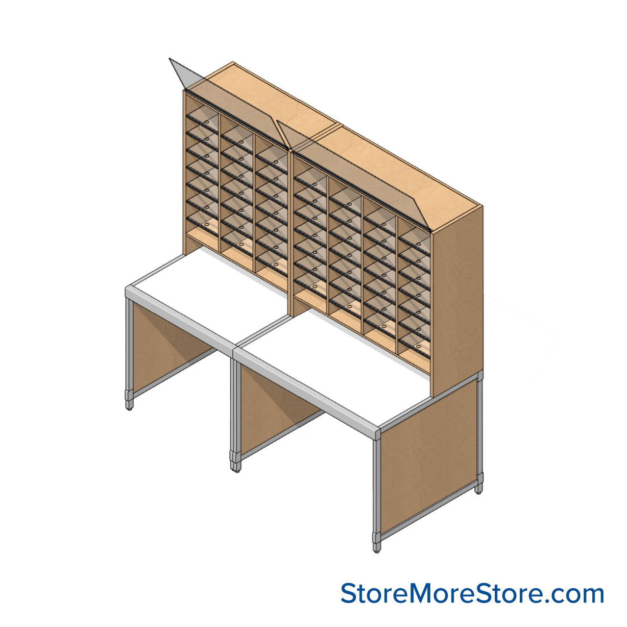 Mailroom Furniture, 84" W x 36" D x 84" H, 7" Wide - Option 4 Mailroom Layout