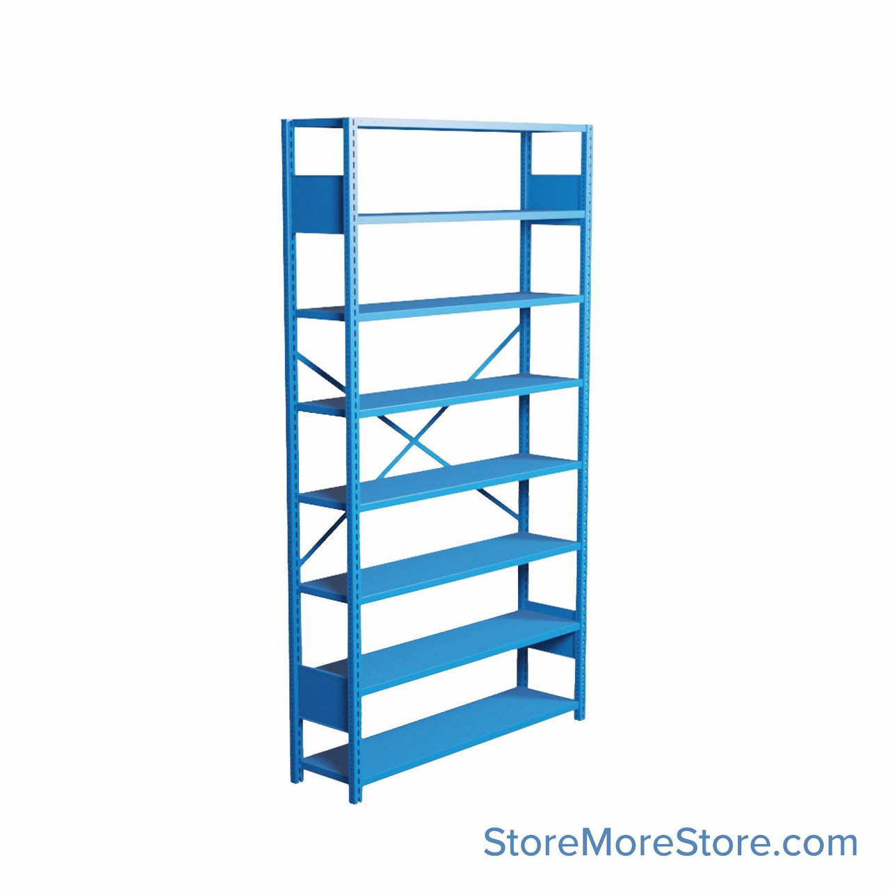 Industrial Shelving, 48" W x 12" D x 87" H, Open Single Shelving Unit, 8 Shelves