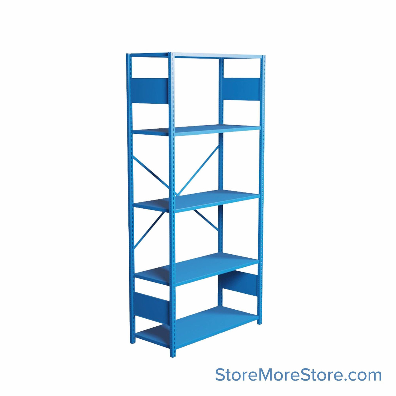 Industrial Shelving, 42" W x 18" D x 75" H, Open Single Shelving Unit, 5 Shelves