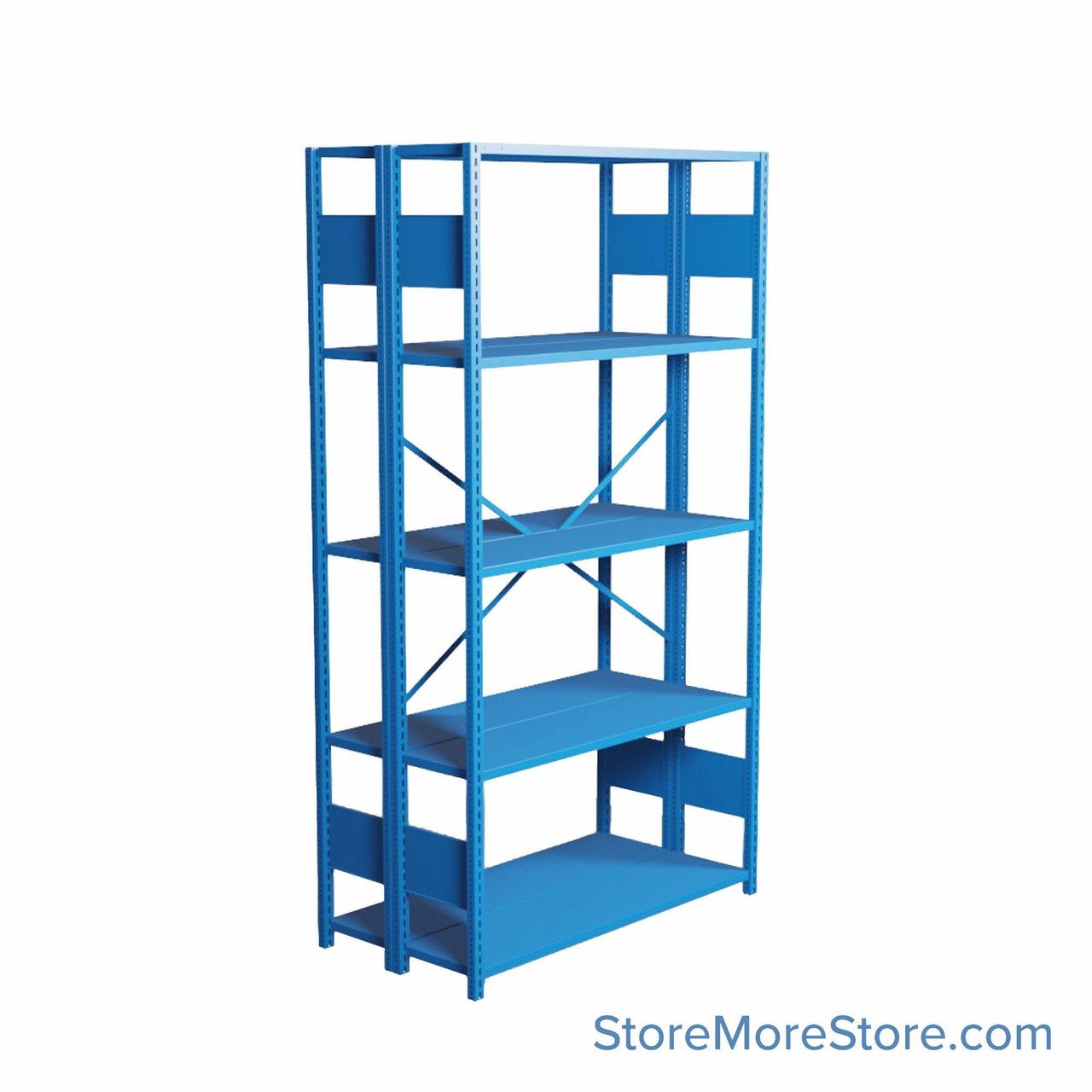 Industrial Shelving, 48" W x 24" D x 87" H, Open Back-to-Back Shelving, 10 Shelves
