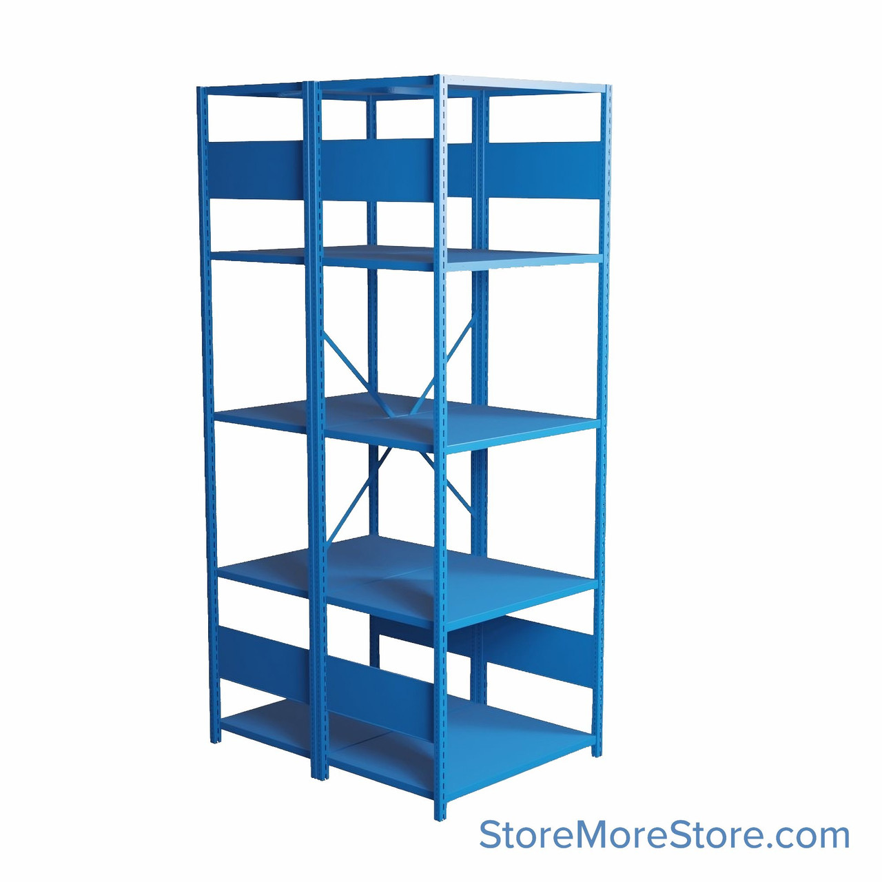 Industrial Shelving, 48" W x 24" D x 99" H, Open Back-to-Back Shelving, 10 Shelves