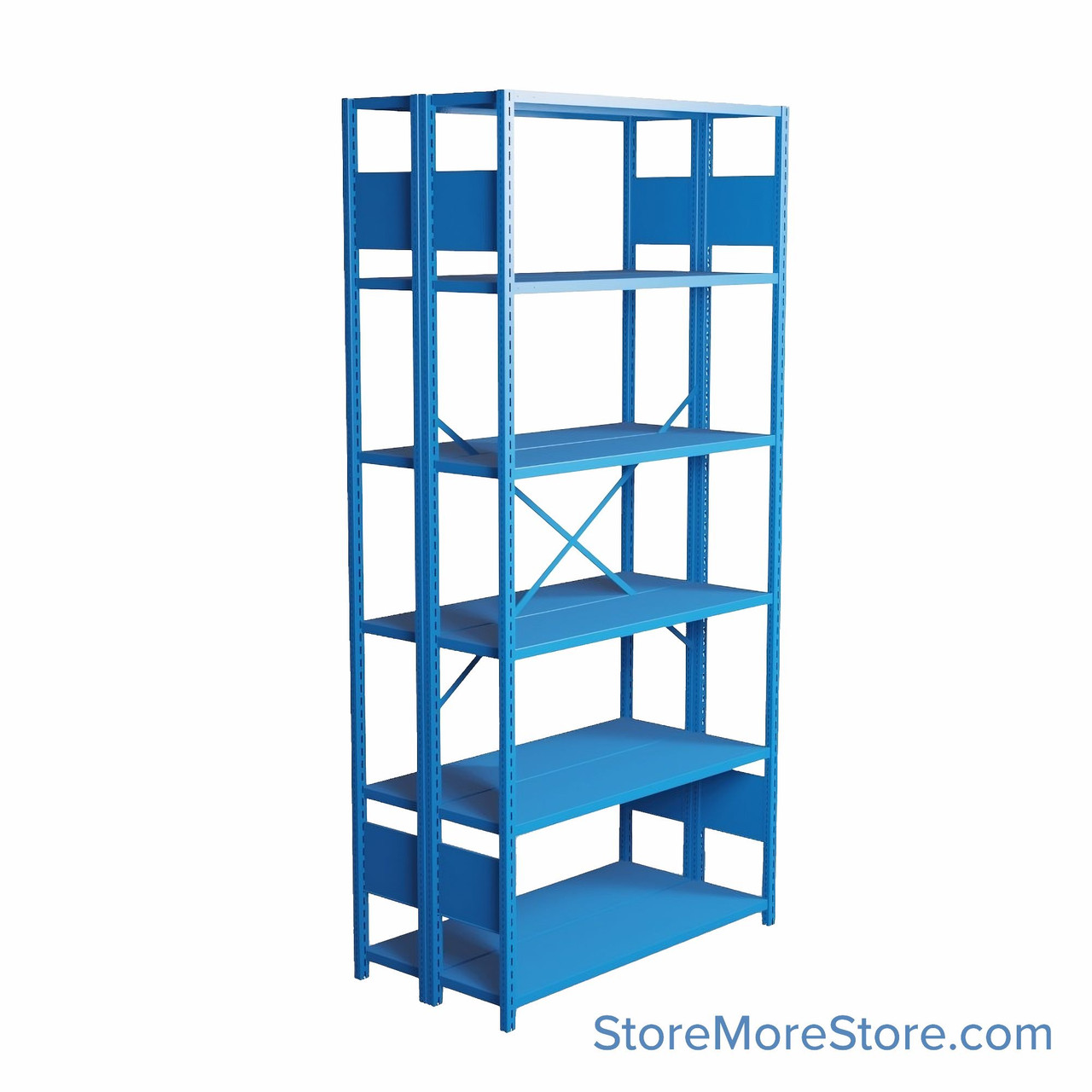 Industrial Shelving, 48" W x 36" D x 99" H, Open Back-to-Back Shelving, 12 Shelves, D1409B