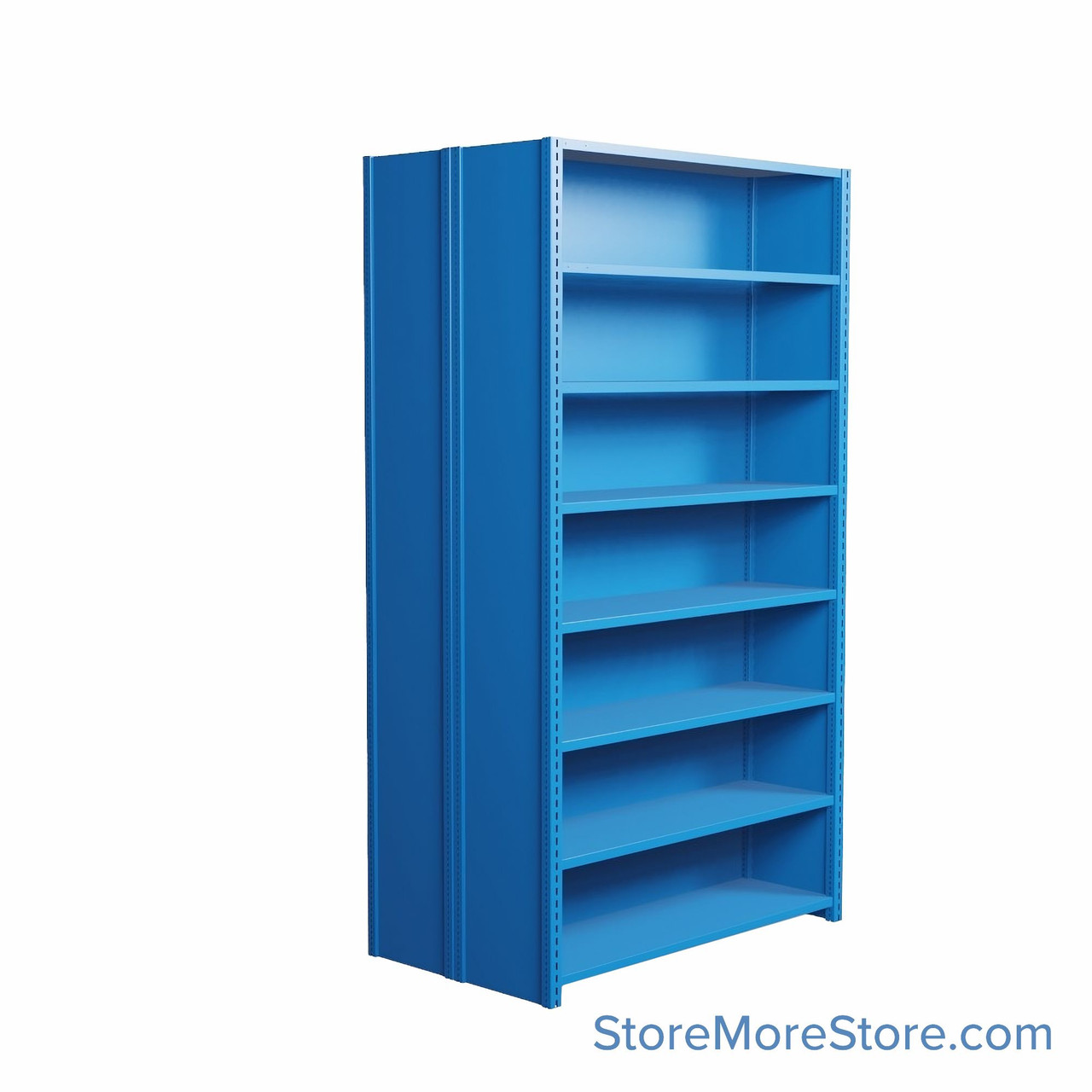 Industrial Shelving, 48" W x 36" D x 75" H, Closed Back-to-Back Shelving, 16 Shelves, D2021B