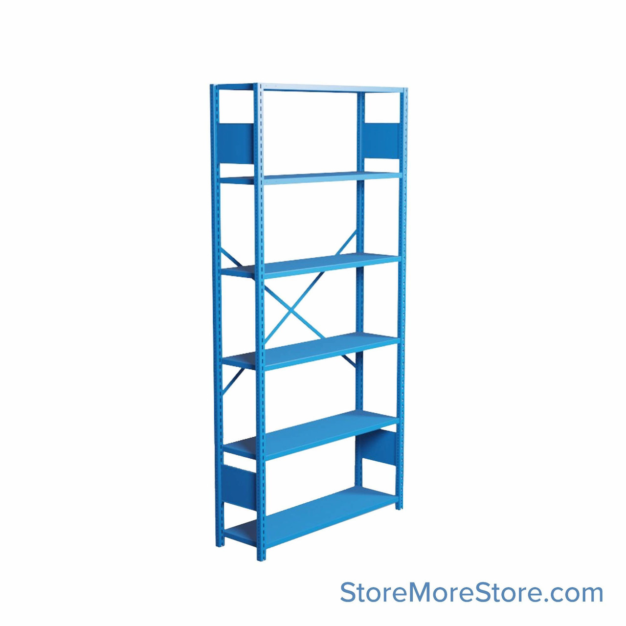 Industrial Shelving, 42" W x 12" D x 87" H, Open Single Shelving Unit, 6 Shelves