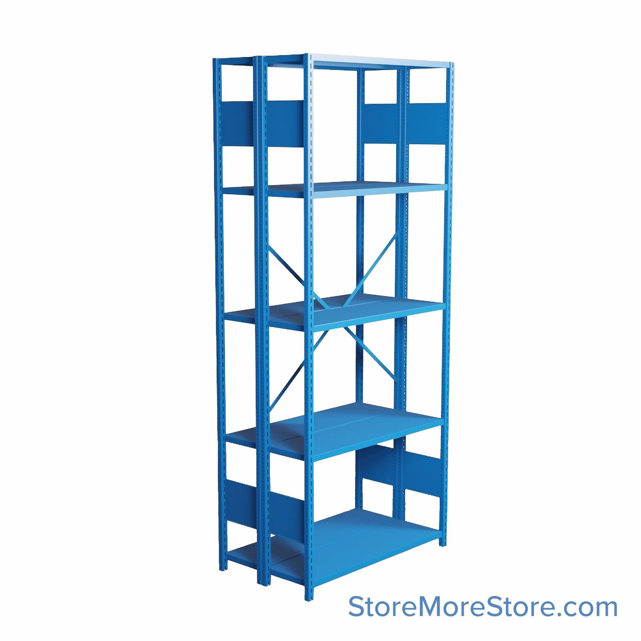 Industrial Shelving, 36" W x 36" D x 99" H, Open Back-to-Back Shelving, 10 Shelves