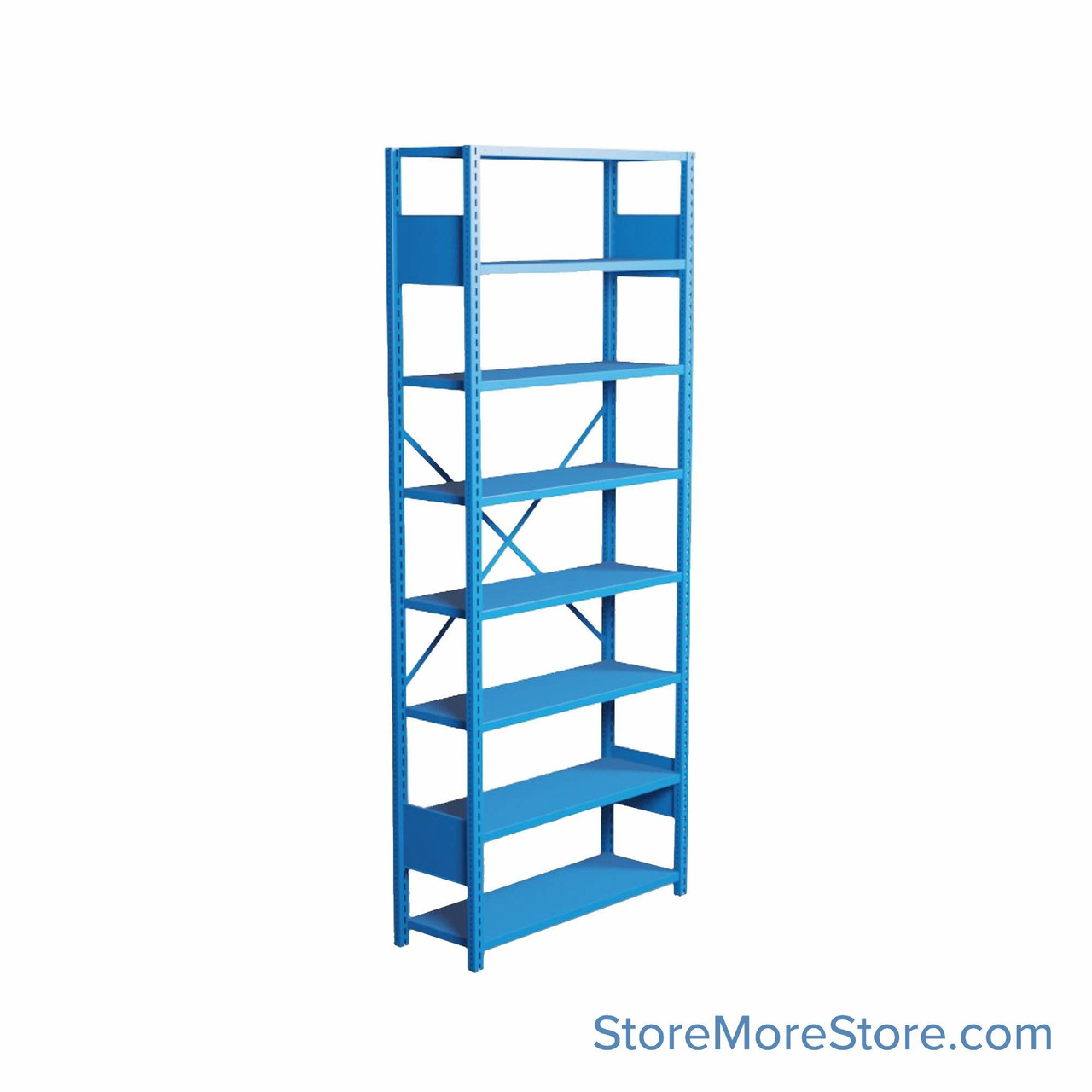 Industrial Shelving, 36" W x 12" D x 99" H, Open Single Shelving Unit, 8 Shelves