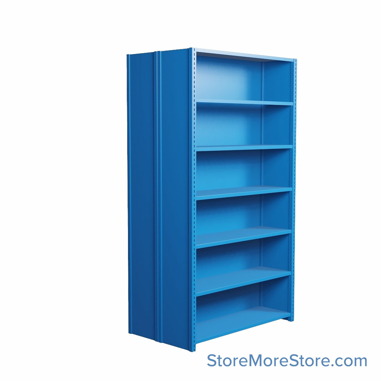 Industrial Shelving, 36" W x 36" D x 75" H, Closed Back-to-Back Shelving, 14 Shelves