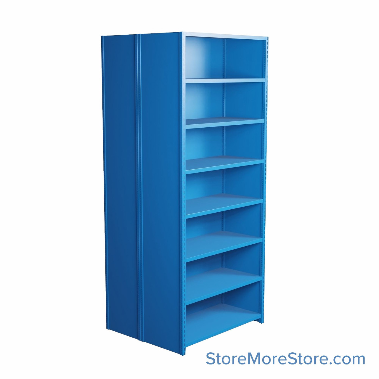Industrial Shelving, 48" W x 36" D x 99" H, Closed Back-to-Back Shelving, 16 Shelves, D2450B