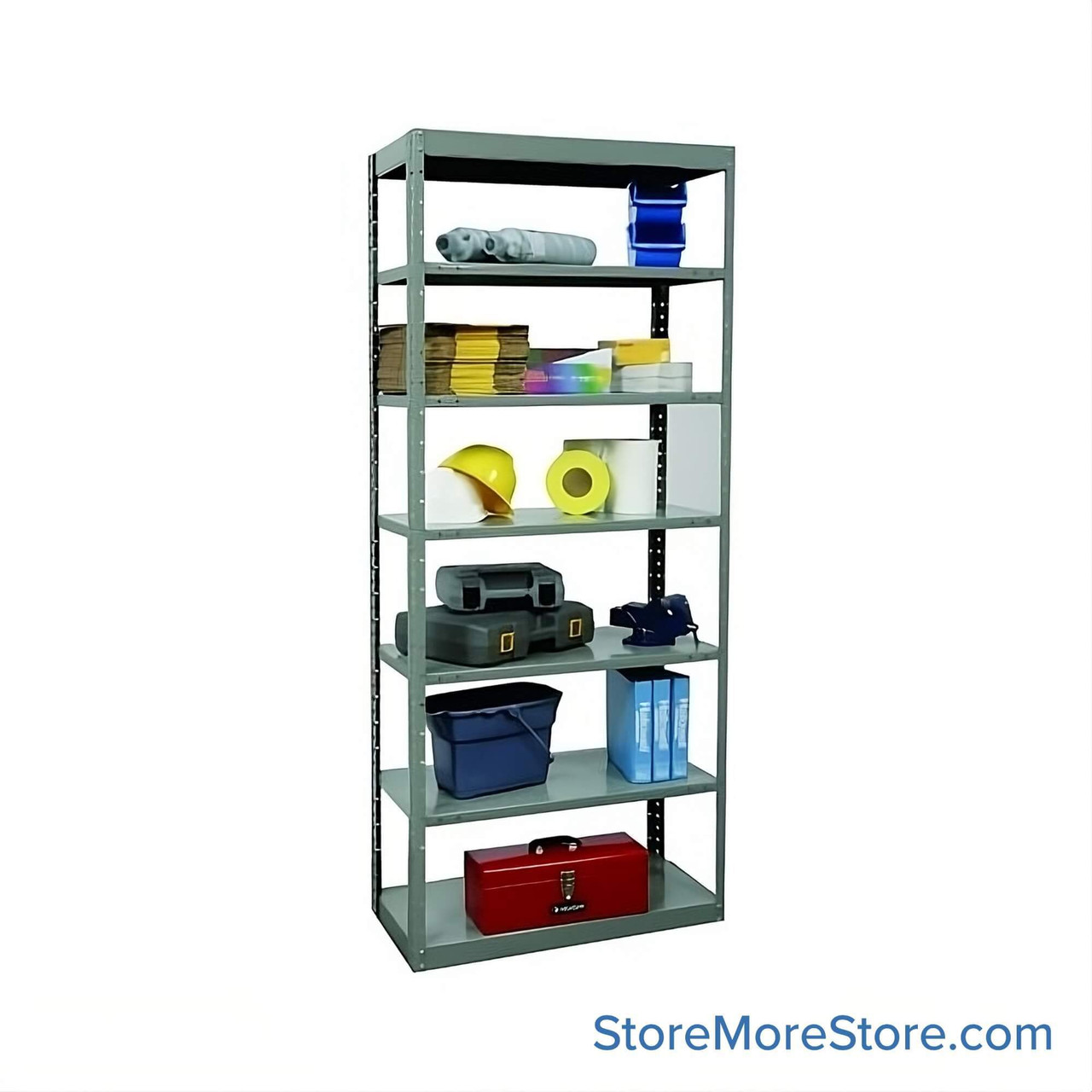 Pass Thru Shelves, 48" W x 24" D x 87" H, 7 (5 Adjustable) Shelves