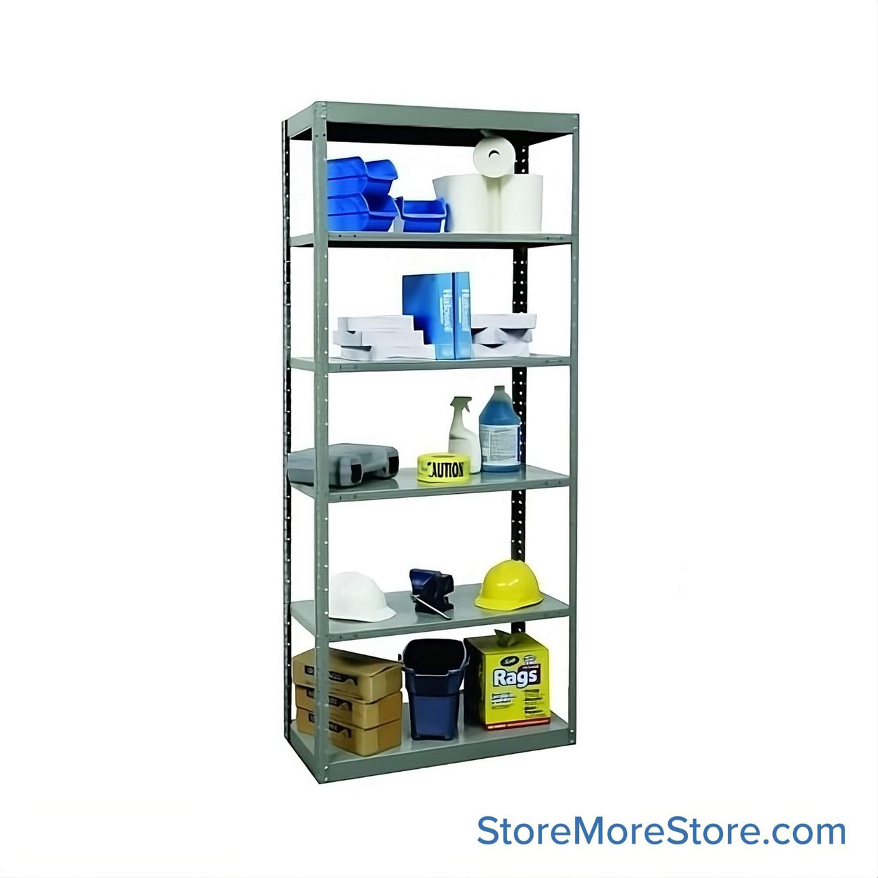 Pass Thru Shelves, 36" W x 24" D x 87" H, 6 (4 Adjustable) Shelves