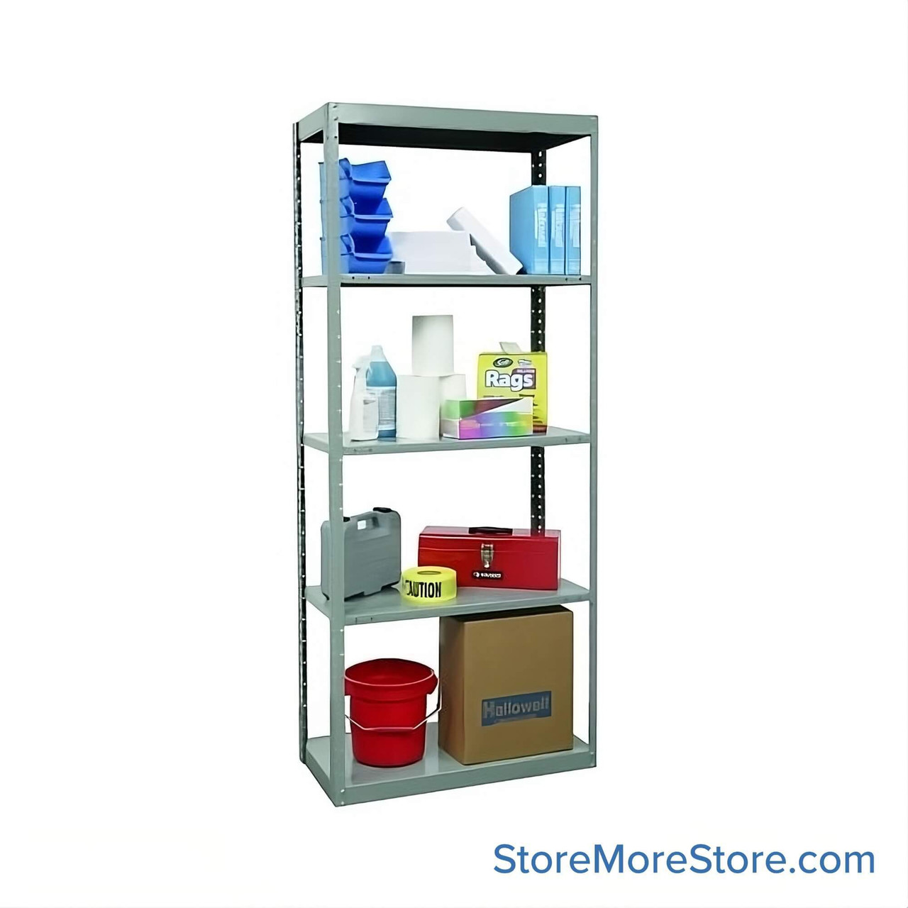 Pass Thru Shelves, 48" W x 12" D x 87" H, 5 (3 Adjustable) Shelves
