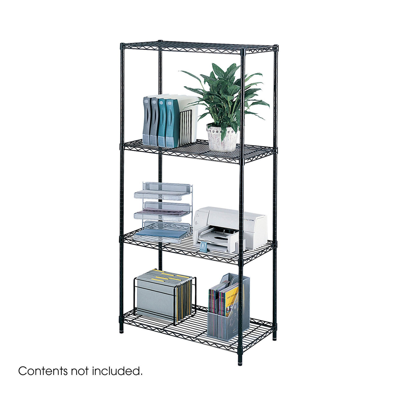 Wire Shelving Unit with Adjustable Steel Shelves, 36" W x 18" D x 72" H, Black