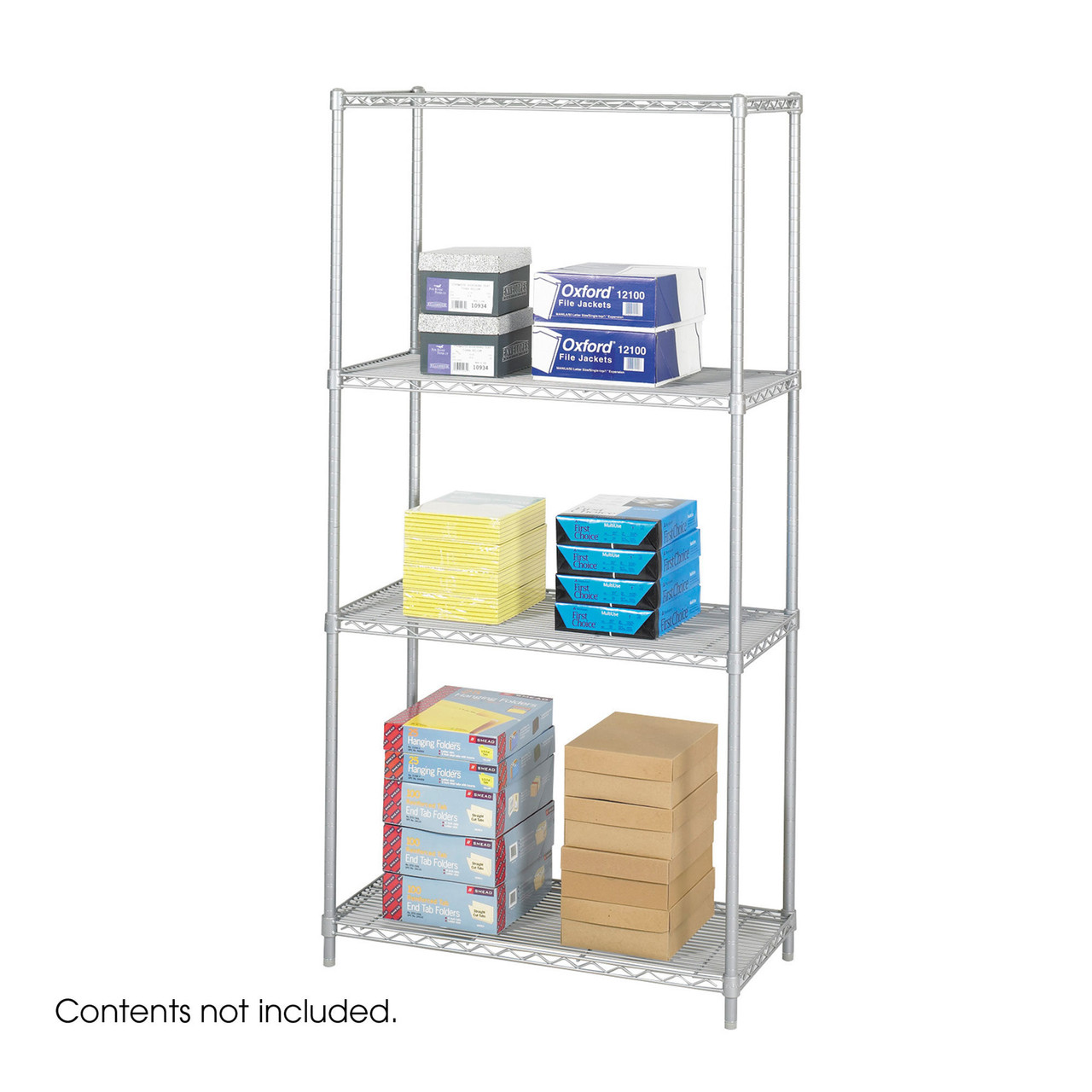 Wire Shelving Unit with Adjustable Steel Shelves, 36" W x 18" D x 72" H, Metallic Gray