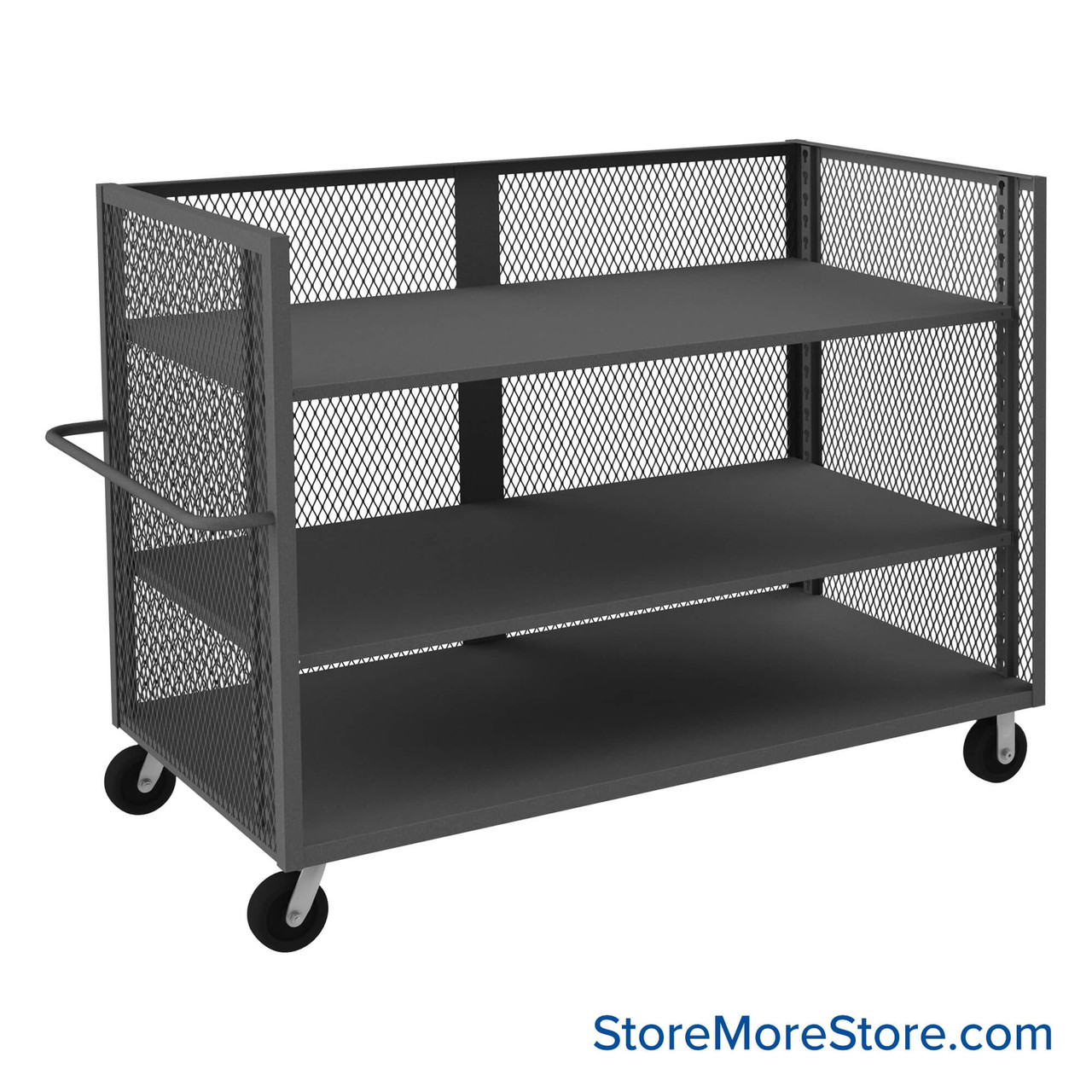 Wire Mesh Cart, 72.5" W x 36.5" D, 2 Shelves